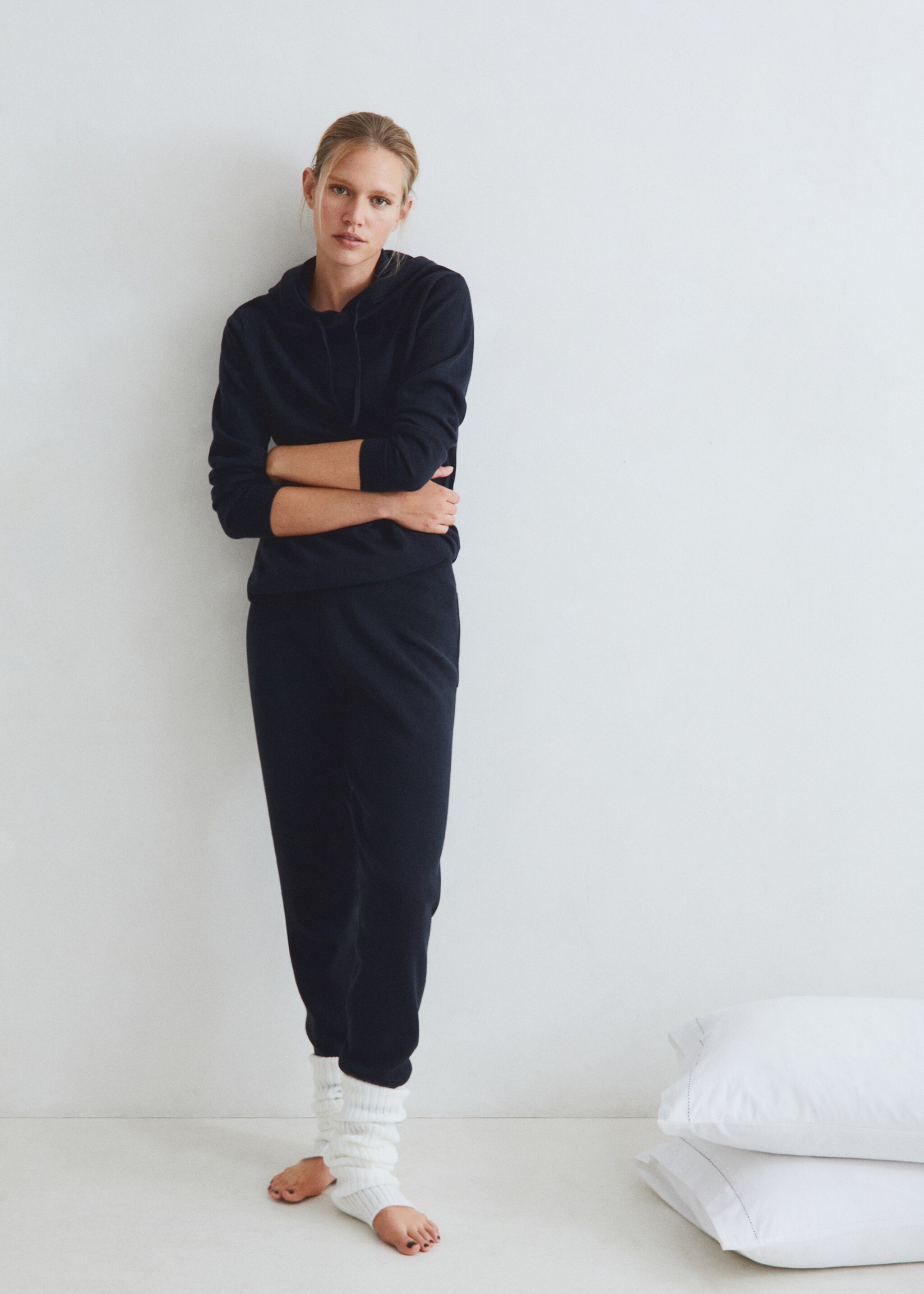 Pantalon pyjama jogging coton et lin - Détail de l'article 7, Bleu marine. Ref: 57094035-00.