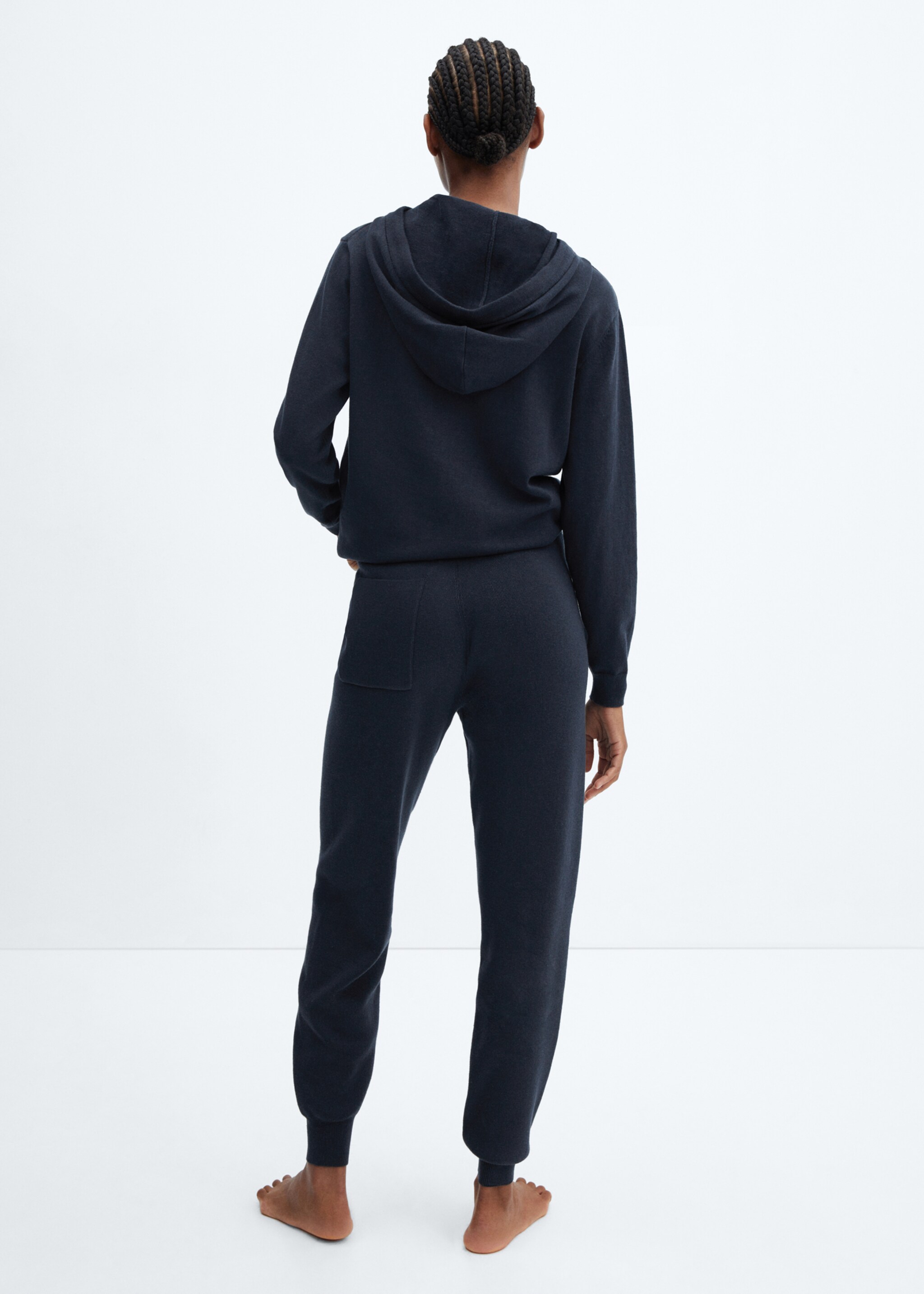Pantalon pyjama jogging coton et lin - Verso de l’article, Bleu marine. Ref: 57094035-00.