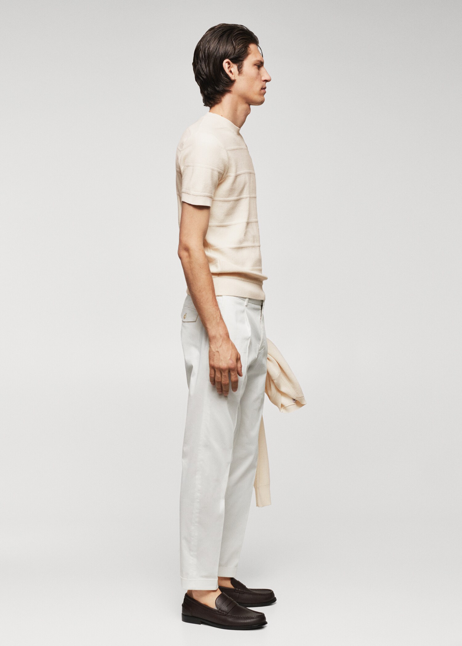 T-shirt maglia cotone texture righe - Dettaglio dell'articolo 2