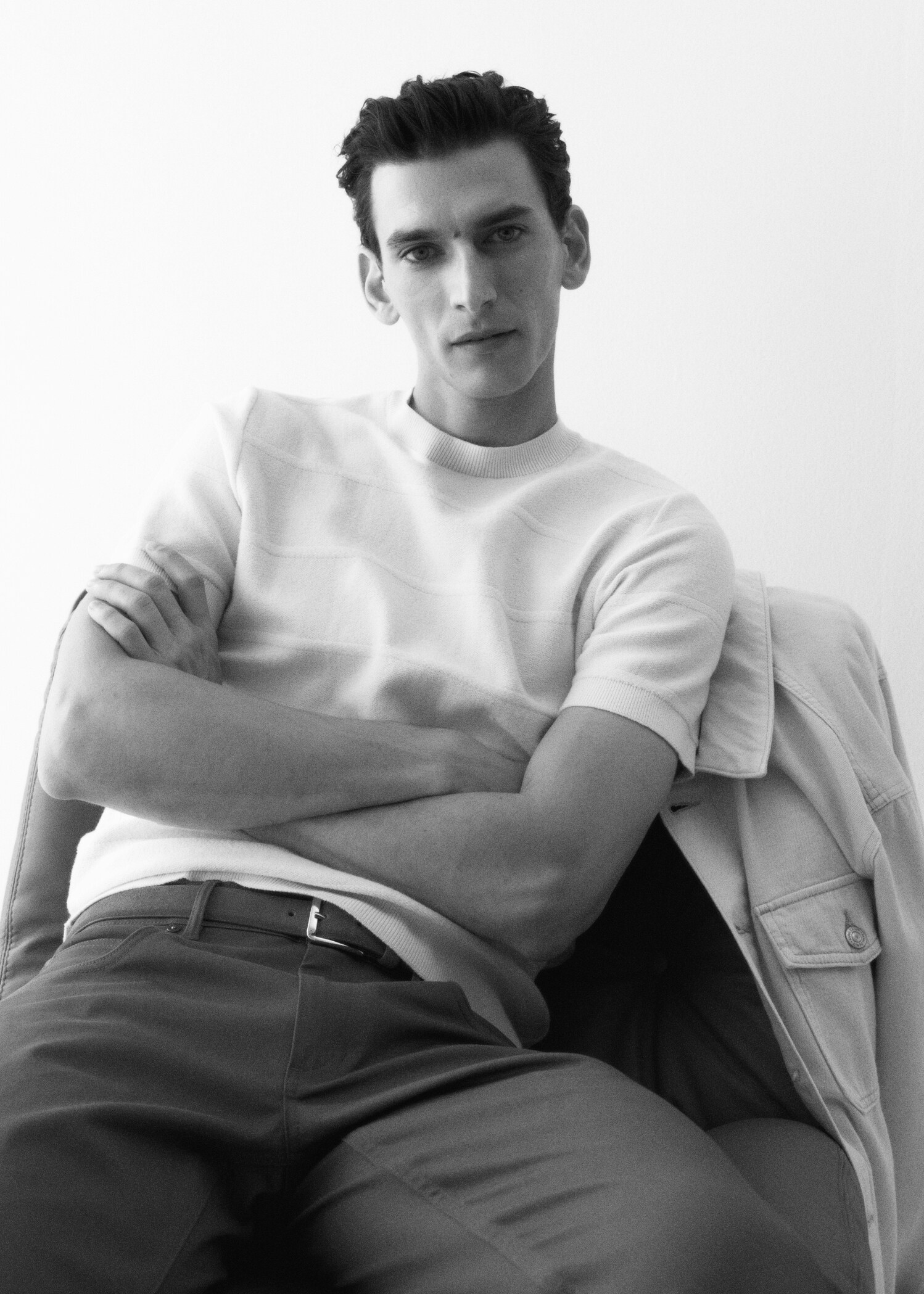T-shirt maglia cotone texture righe - Dettaglio dell'articolo 5