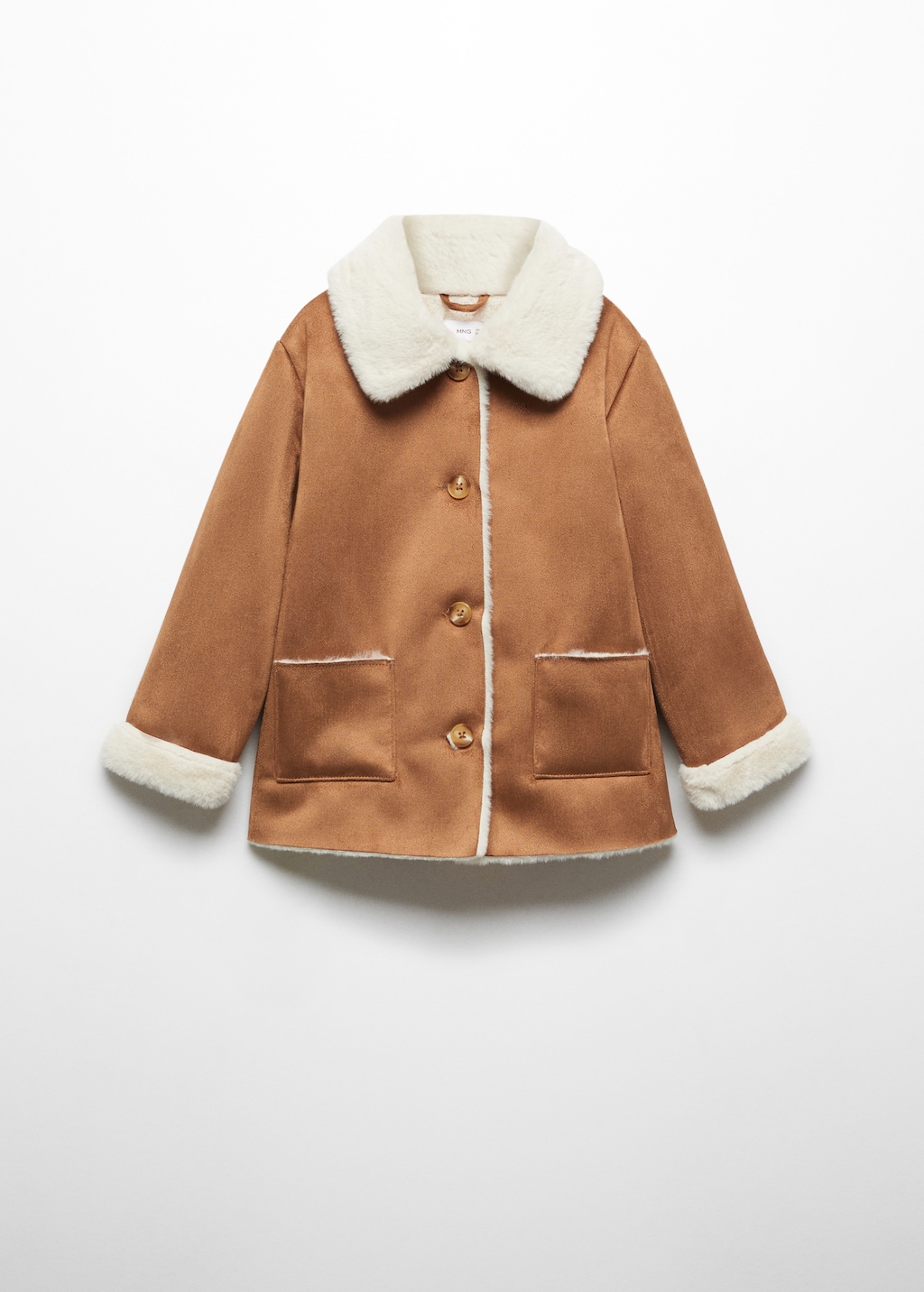 Coat with shearling effect lining Girls MANGO OUTLET United Kingdom