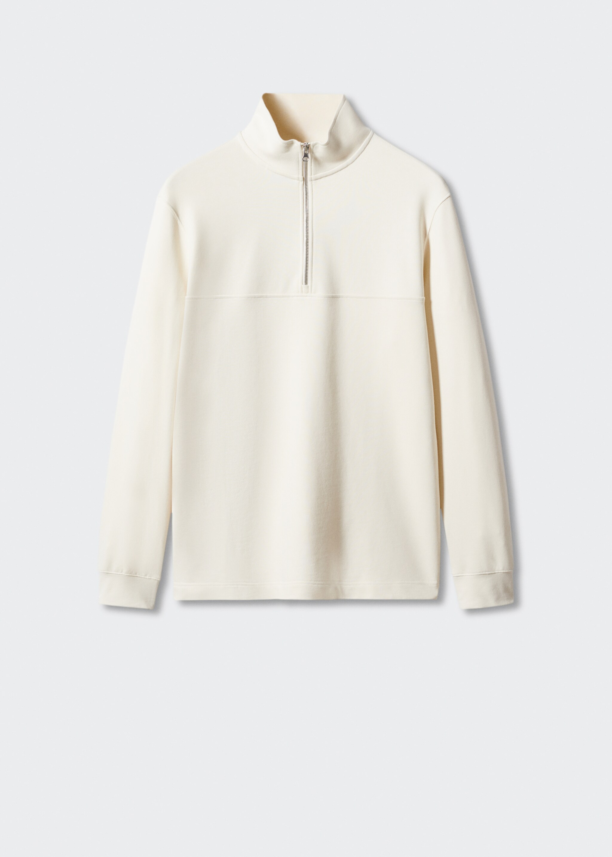 Cotton sweatshirt with zip neck - Article without model, Ecru. Ref: 57094402-00.