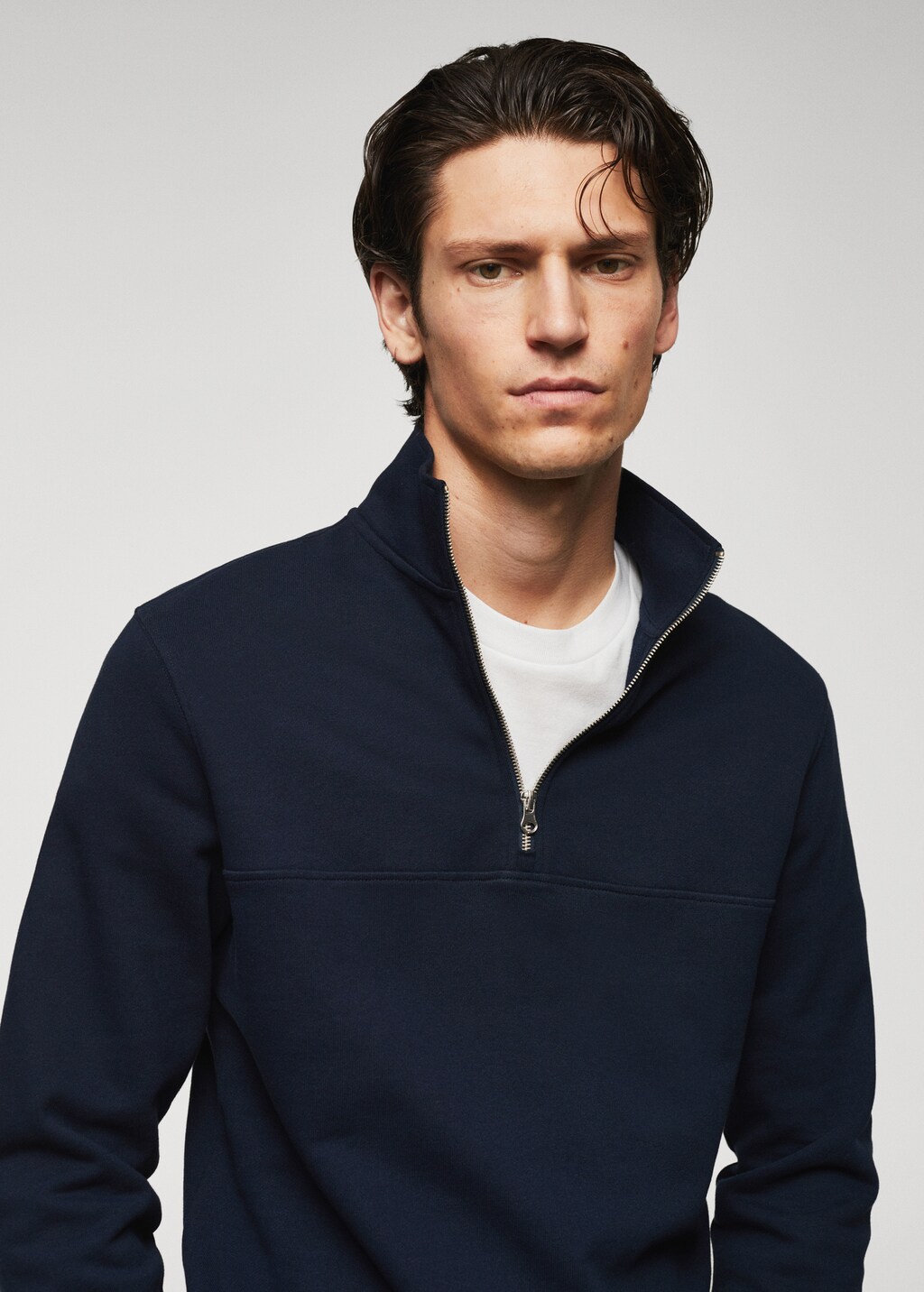 Cotton sweatshirt with zip neck Men MANGO OUTLET United Kingdom