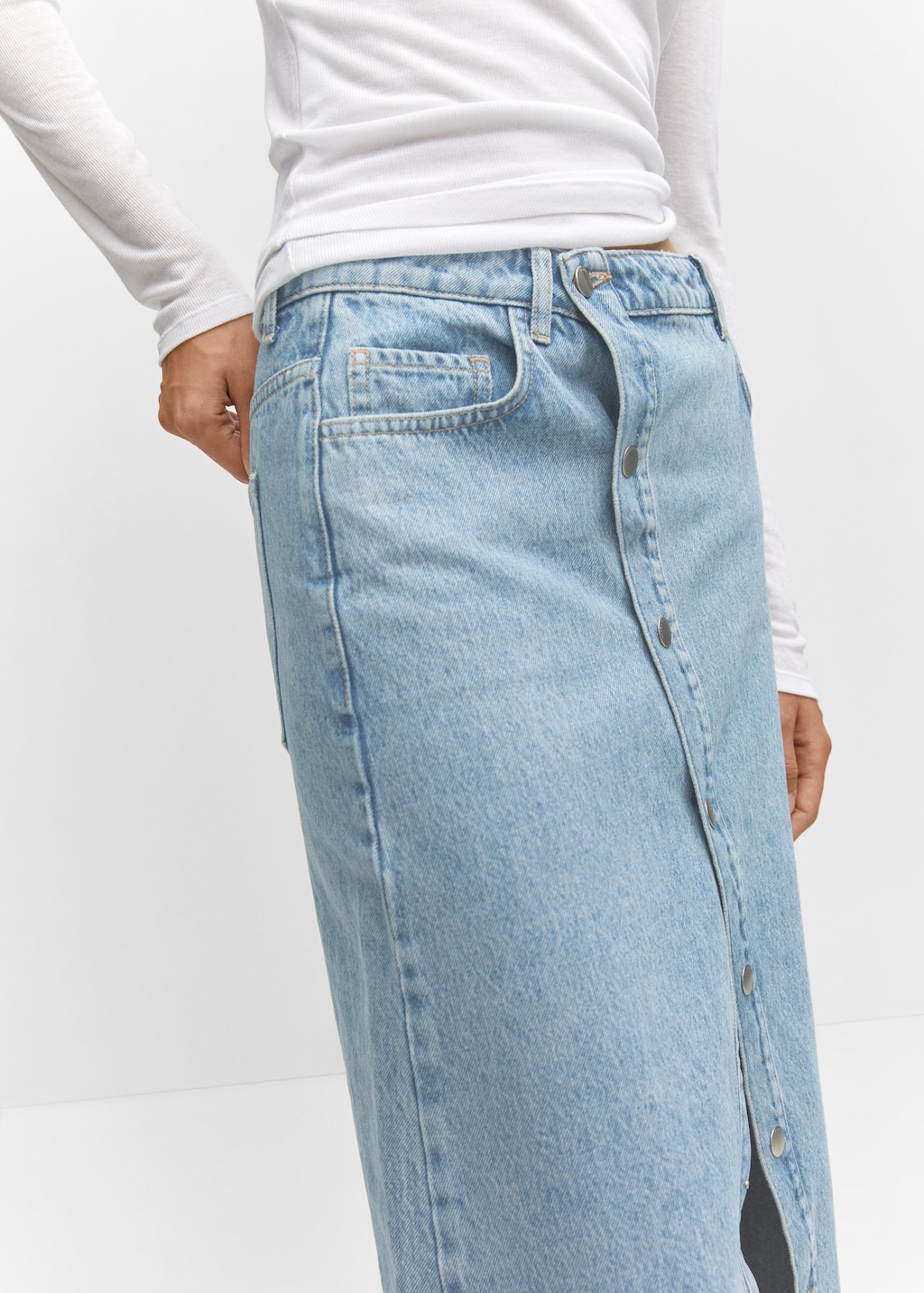 Jupe jean taille haute boutonné online