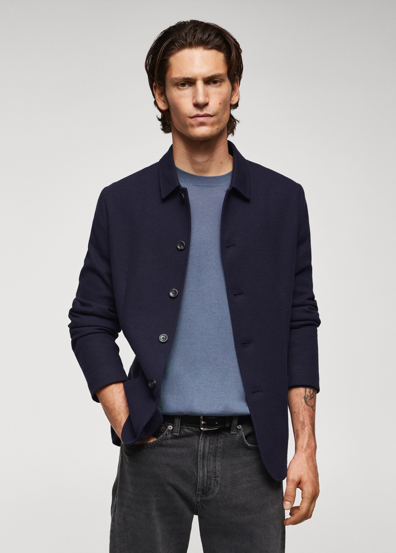 Cotton jacket with pockets - Medium plane