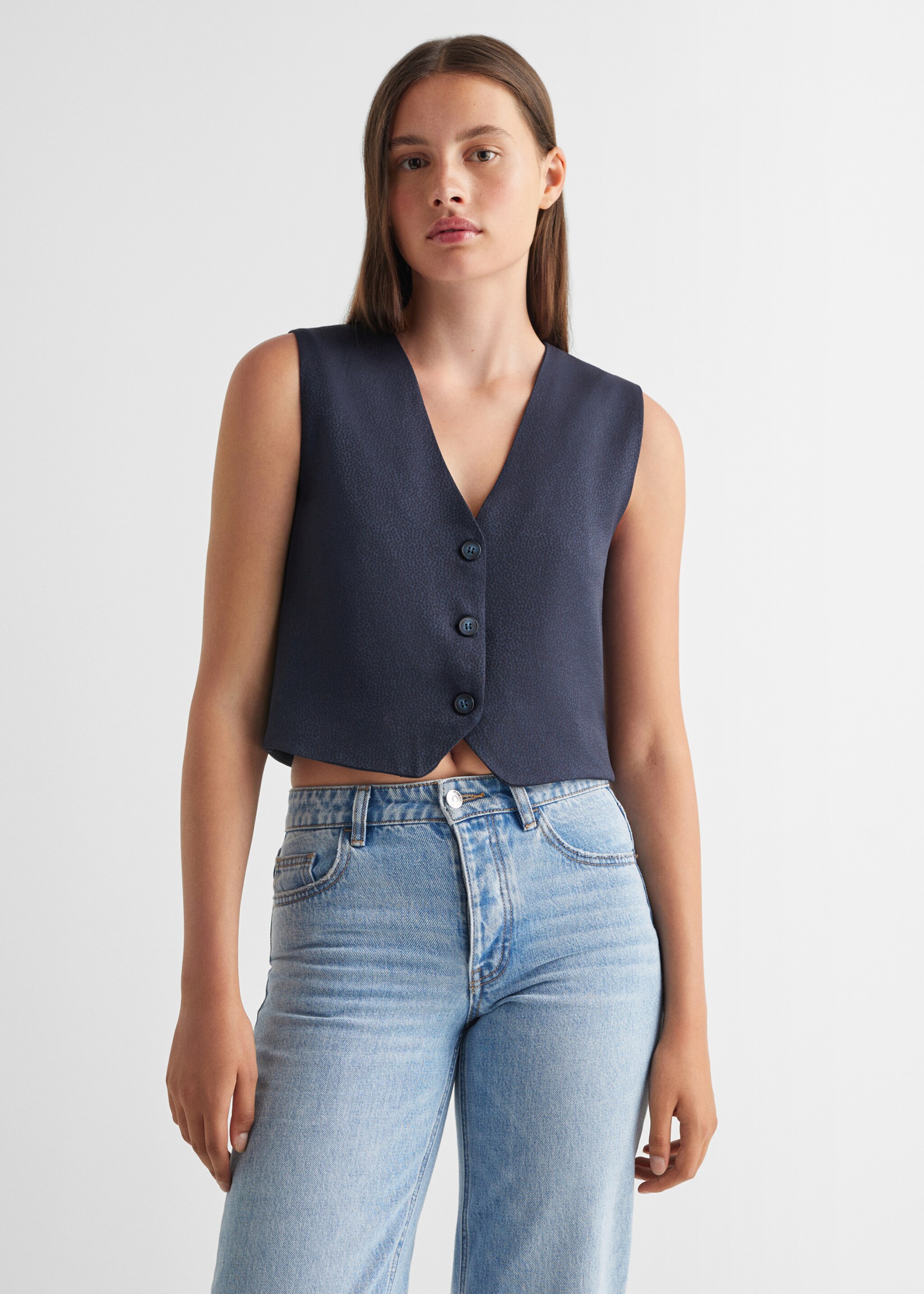 Gilet met knopen - Middenvlak, Donkermarine. Ref: 57094767-00.