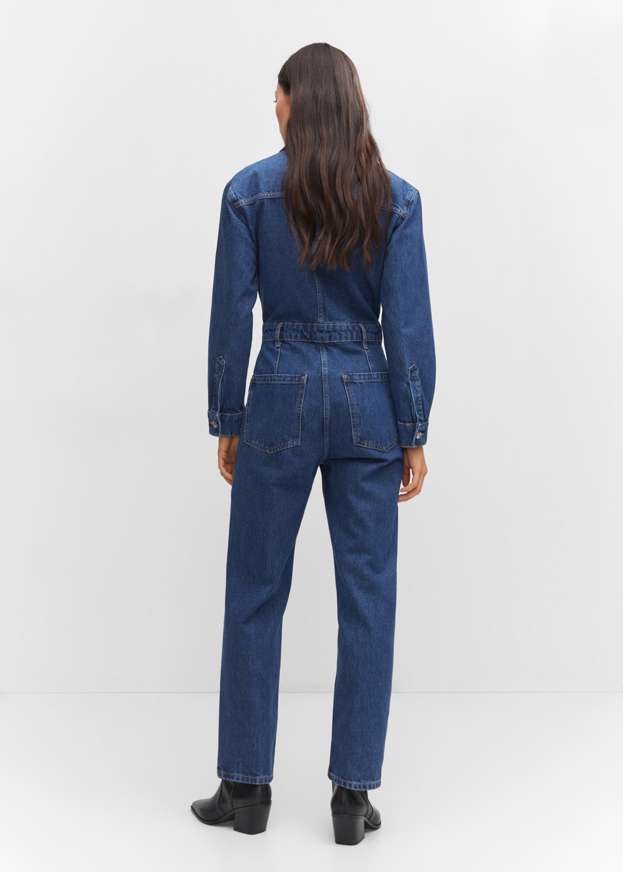 Salopetă din denim cu rever - Spatele articolului
