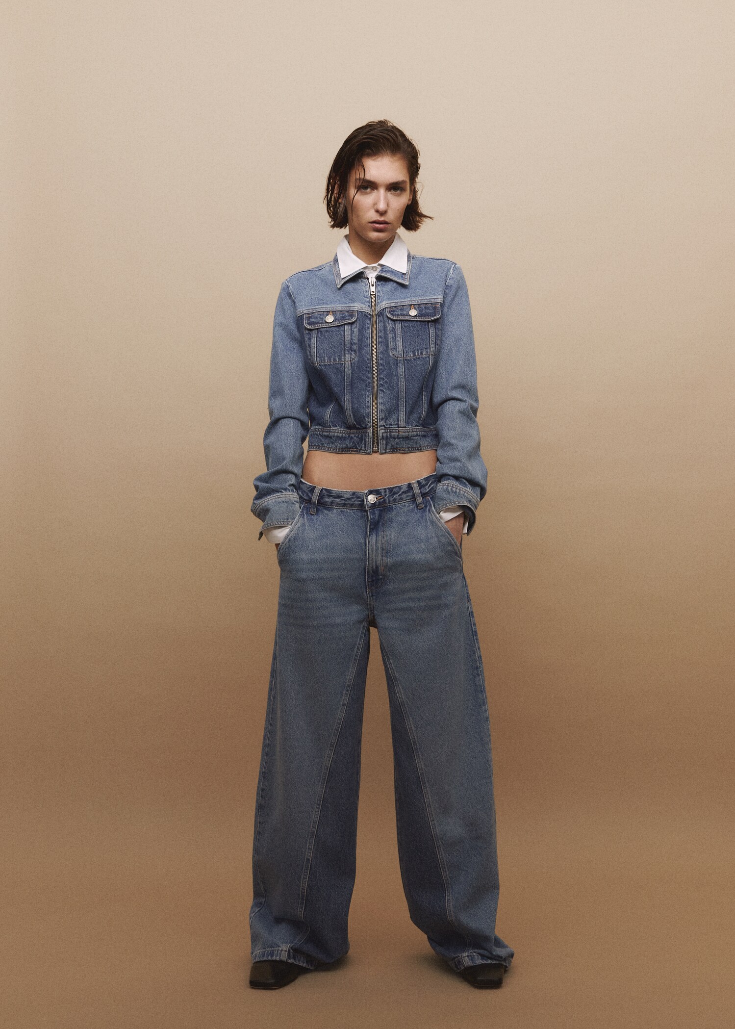 Two-tone wideleg jeans - Details of the article 7