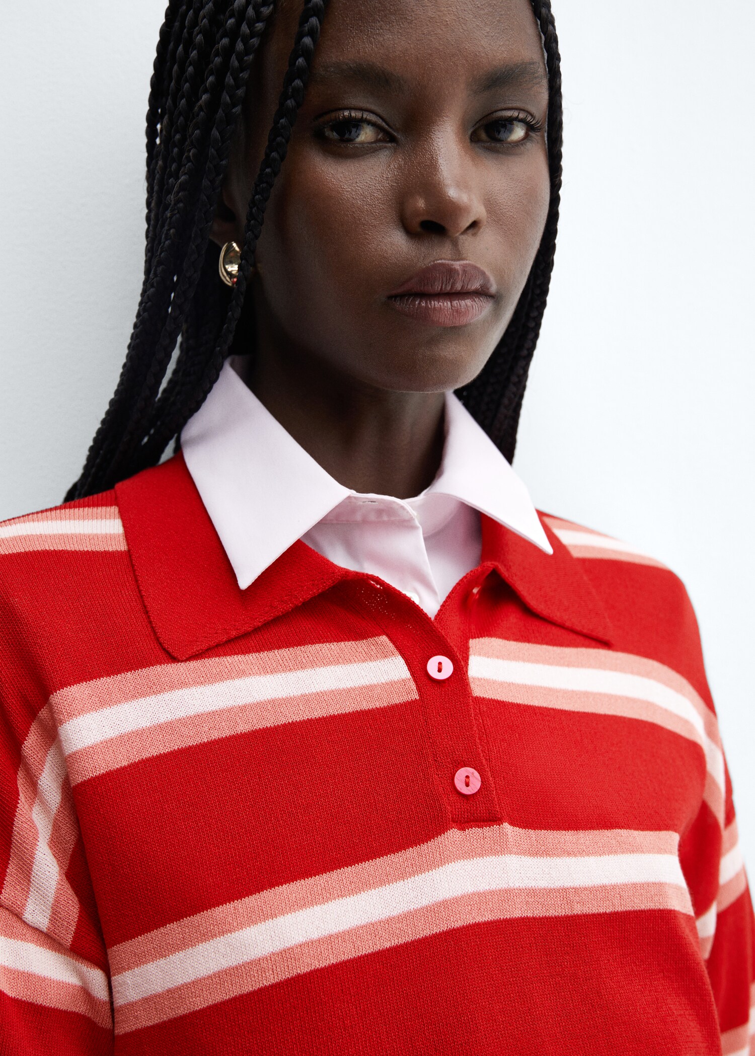 Gestreifter Oversized-Pullover in Cropped-Länge - Detail des Artikels 1