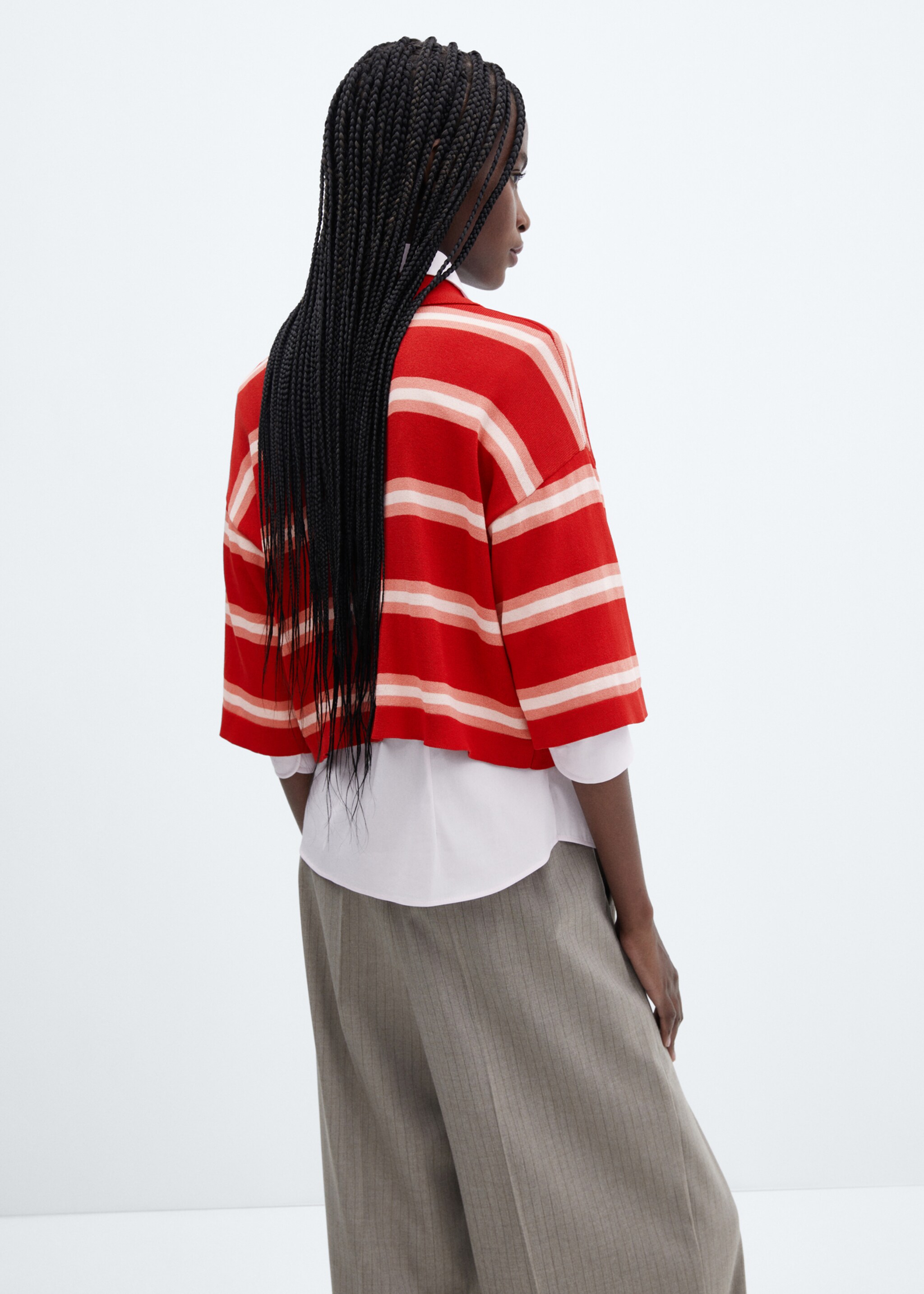 Pull-over crop oversize rayures - Verso de l’article