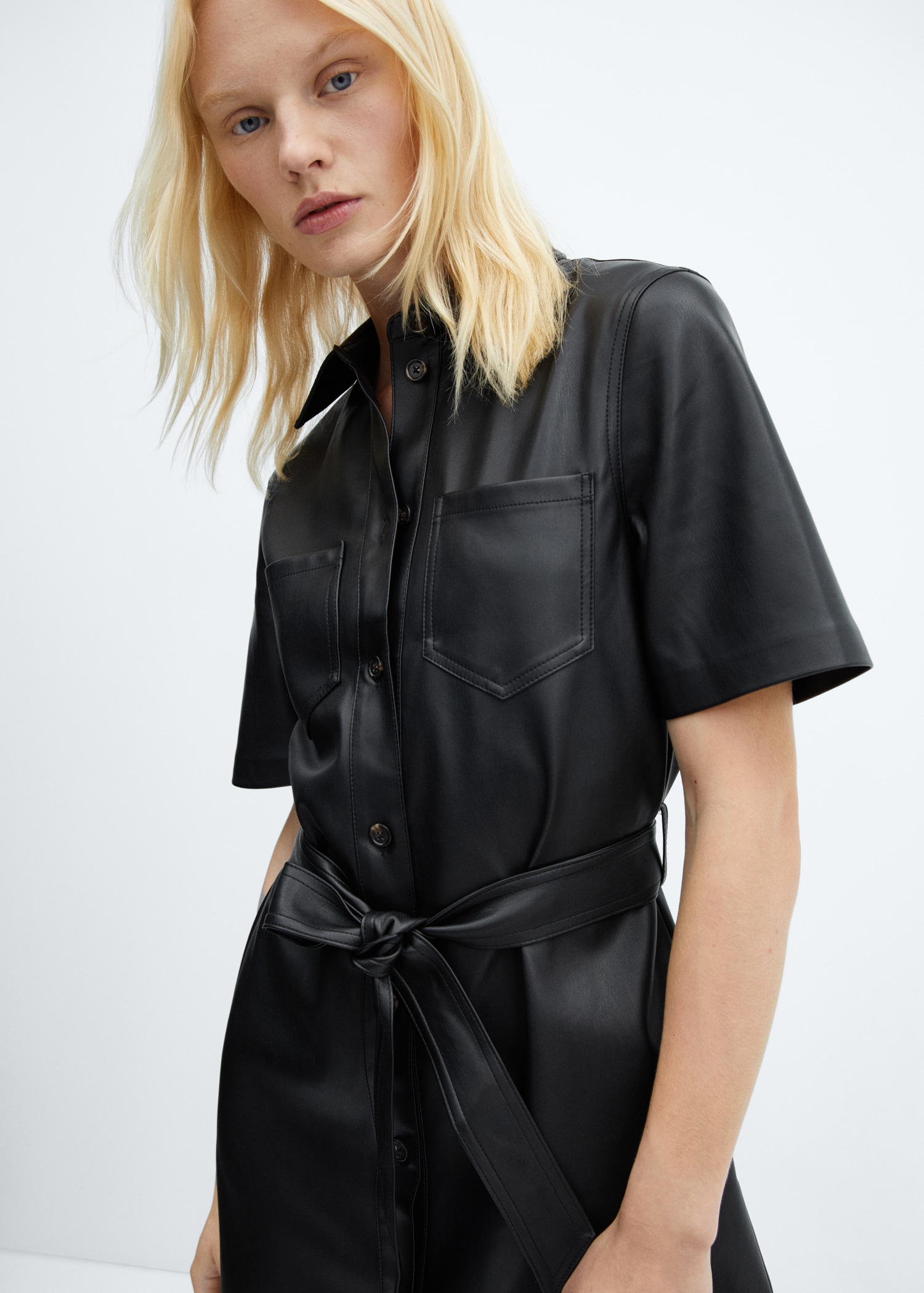 Vestido Camisero Zara Vestido Corto Manga Larga Vestido Negro