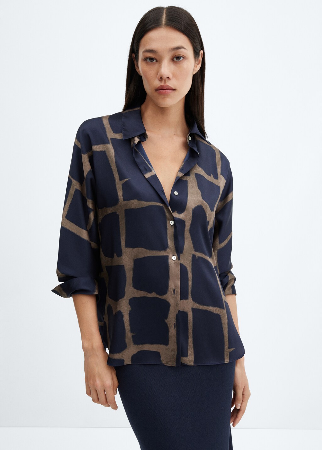 Camisa larga estampada