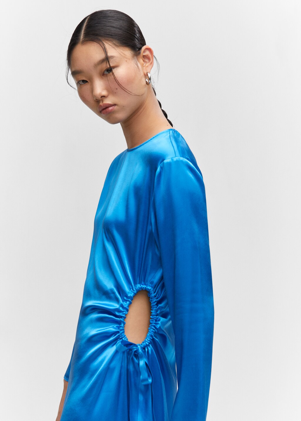 Side-slit satin dress - Women | MANGO OUTLET USA