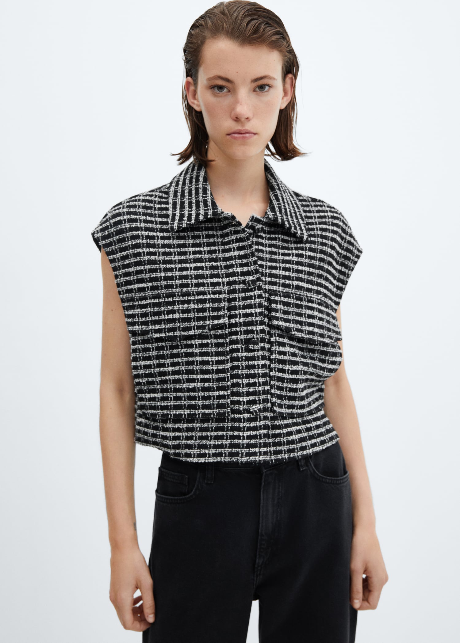 Oversized tweed  gilet - Medium plane