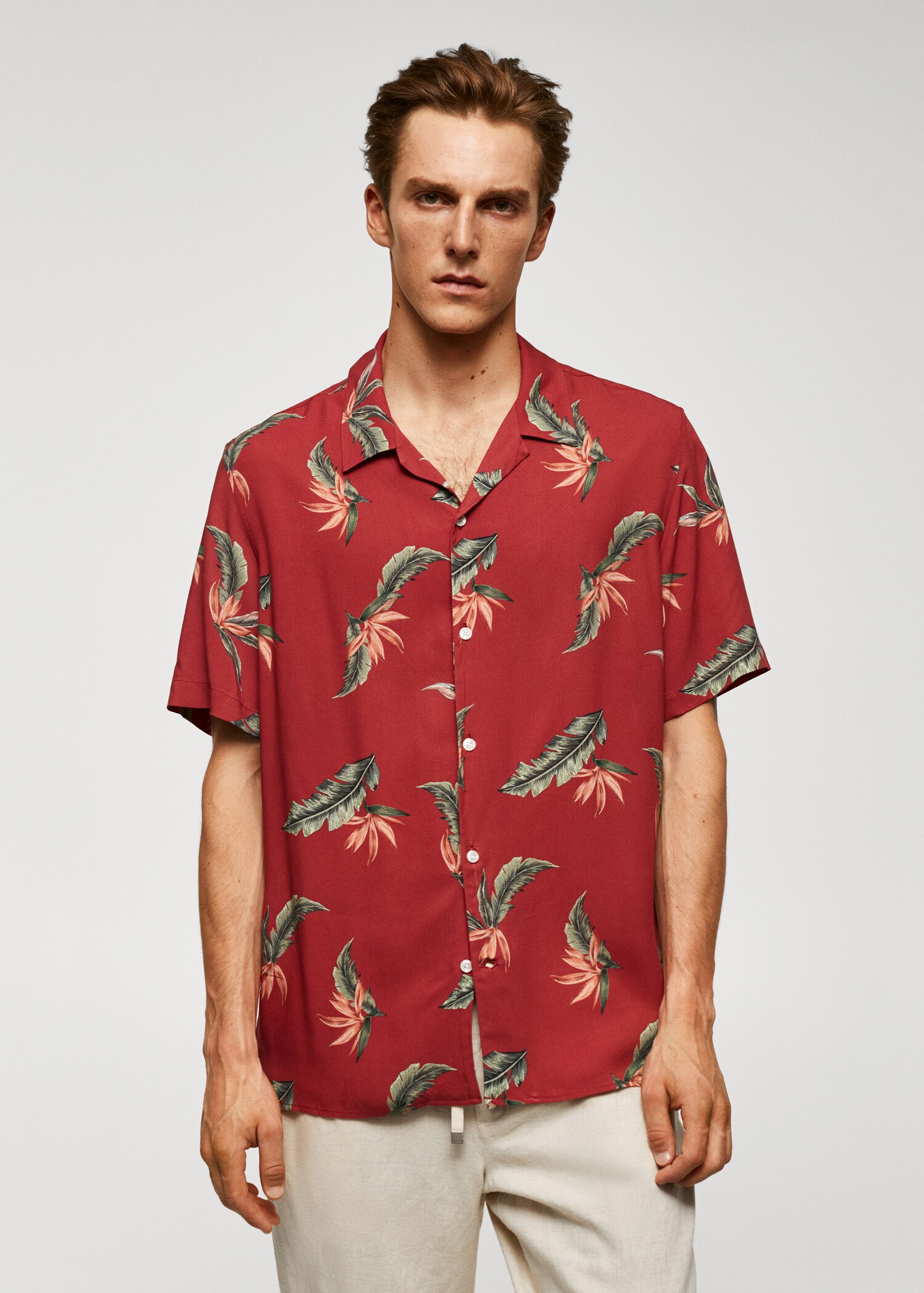 Regular-fit Hawaiian-print shirt - Medium plane
