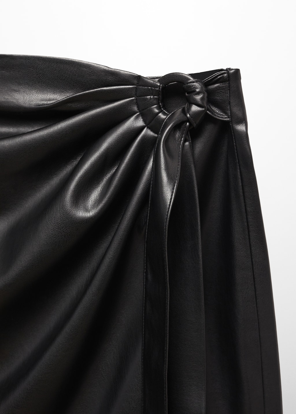 Short leather-effect skirt with buckle - Women | MANGO Short leather-effect skirt with buckle - Women | MANGO
