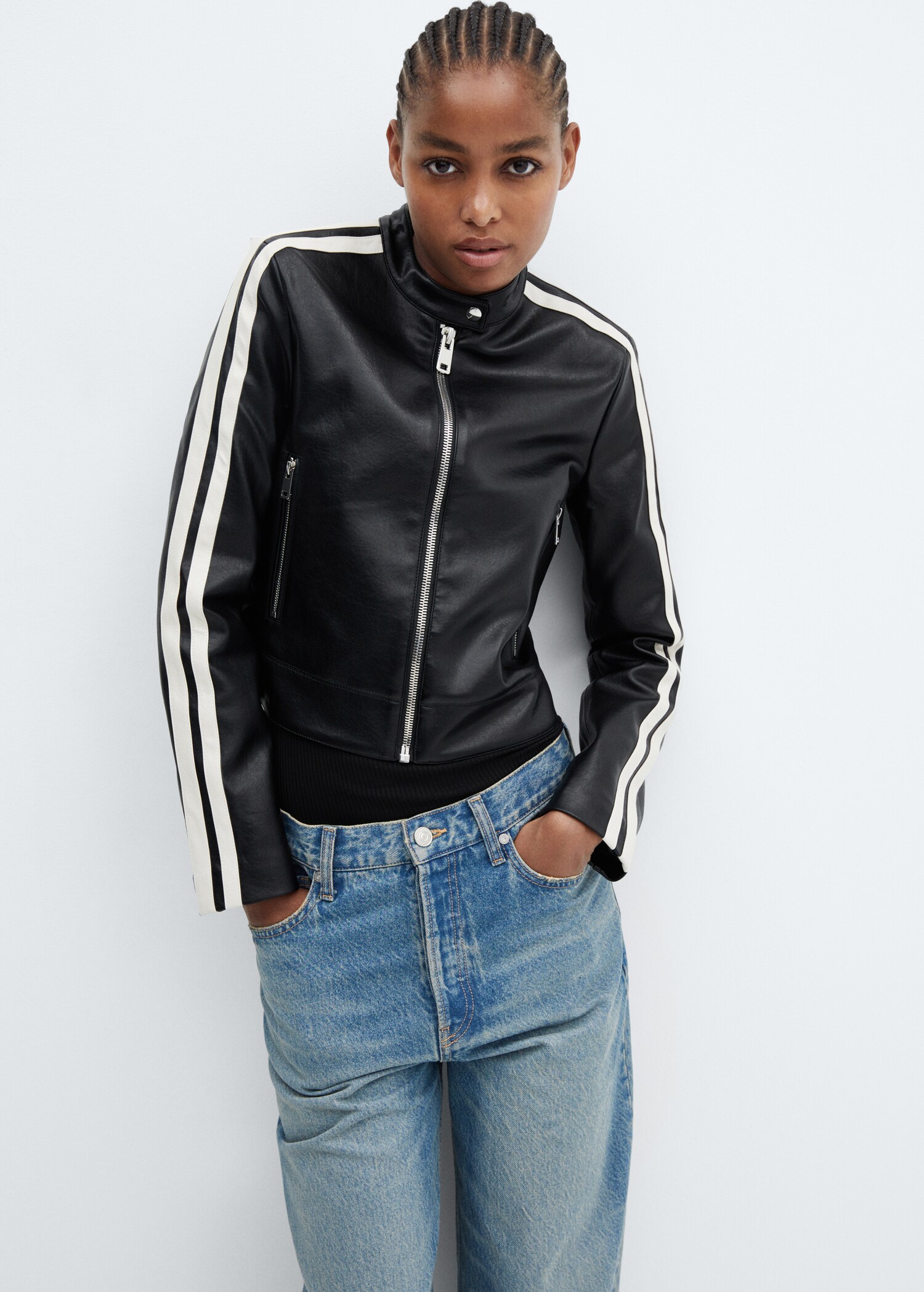Leather-effect biker jacket - Medium plane