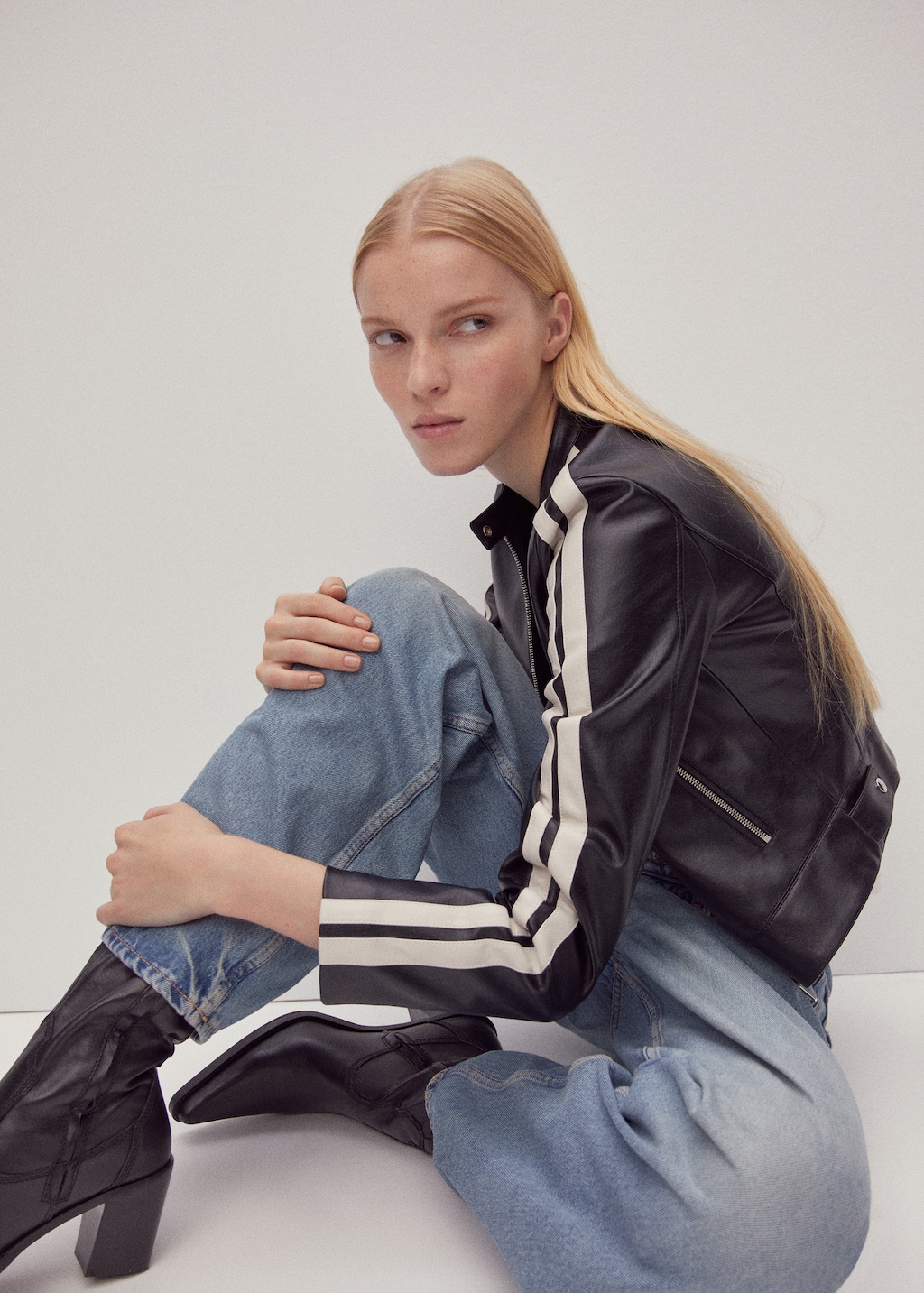 Faux leather biker jacket Women MANGO OUTLET Latvia