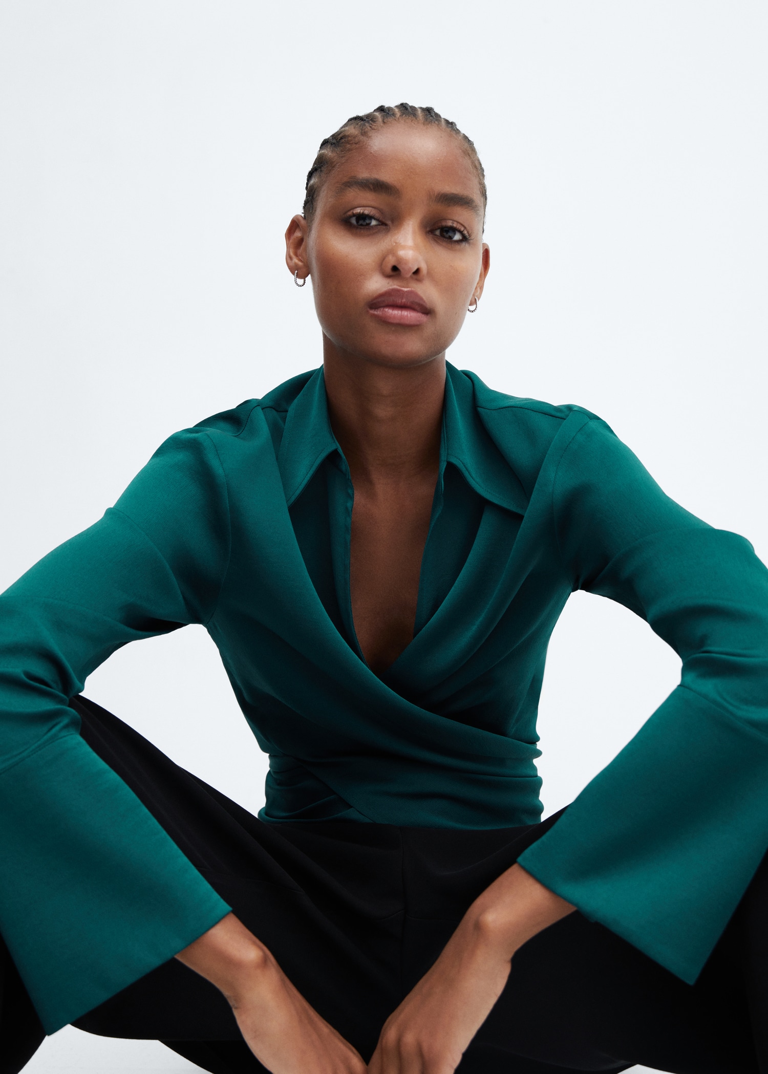 Blusa cruzada lazada Mujer MANGO OUTLET