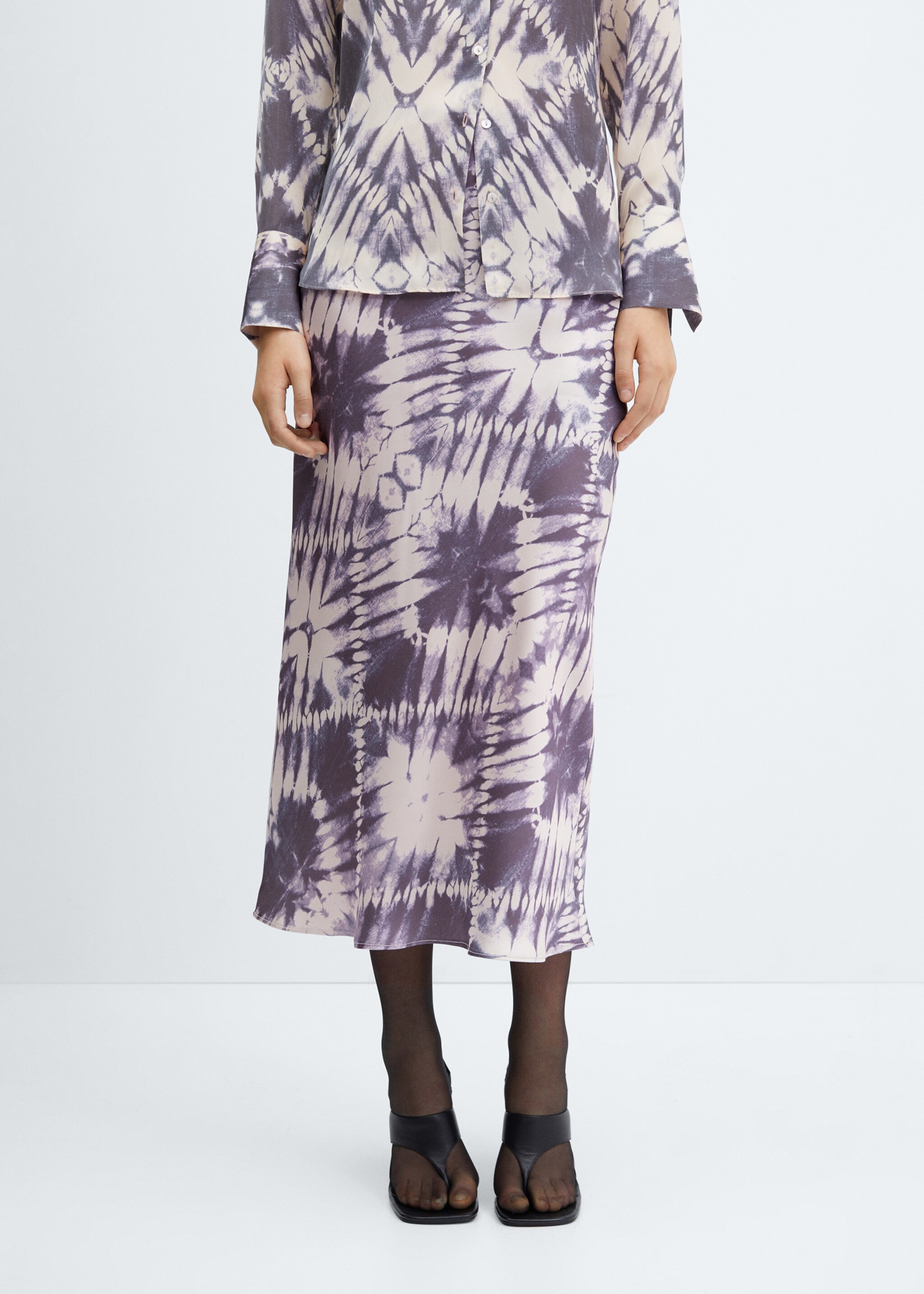 Satin tie-dye skirt - Medium plane, Light/Pastel Purple. Ref: 57096021-00.