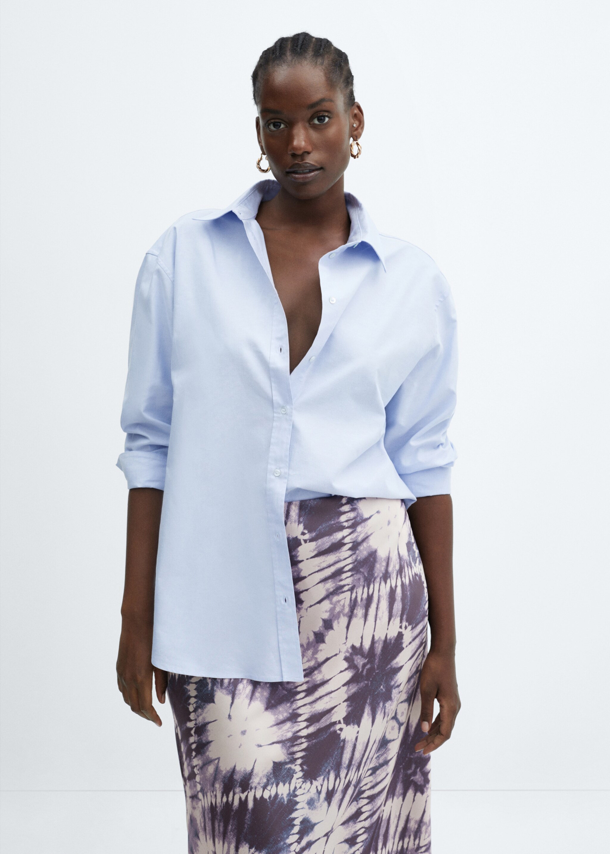 Satin tie-dye skirt - Details of the article 5, Light/Pastel Purple. Ref: 57096021-00.