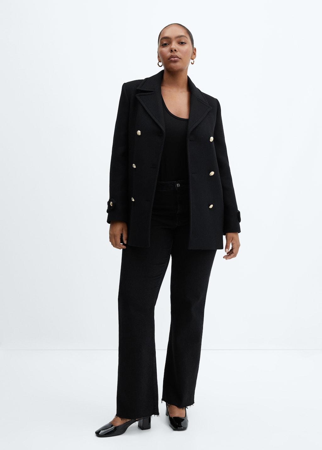 Mango buttoned wool coat shop