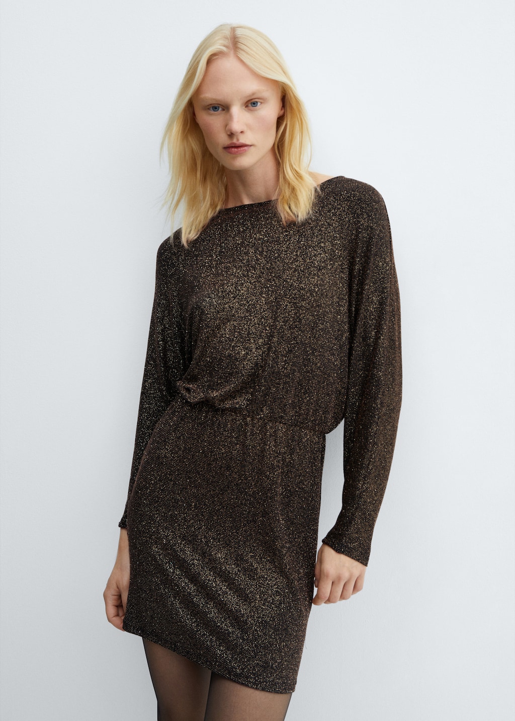 Shiny short dress with elastic waist Women MANGO OUTLET Netherlands