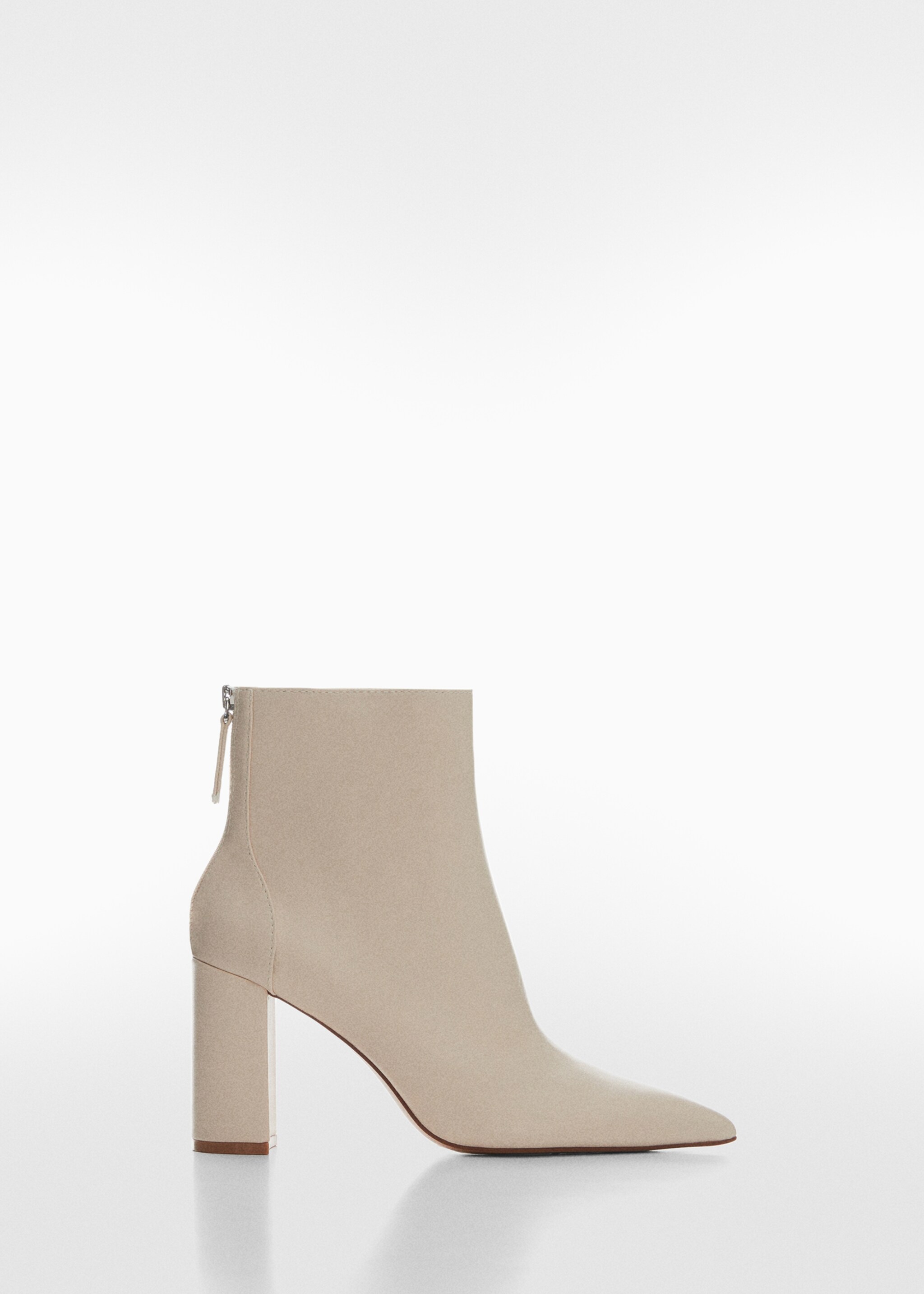 Pointed-toe ankle boot swith zip closure - Article without model, Beige. Ref: 57096715-00.