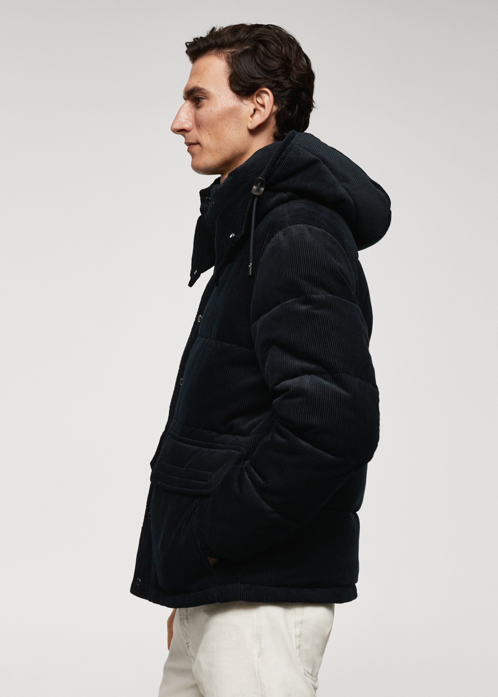 Corduroy thermoregulating anorak - Details of the article 2, Navy. Ref: 57097703-00.
