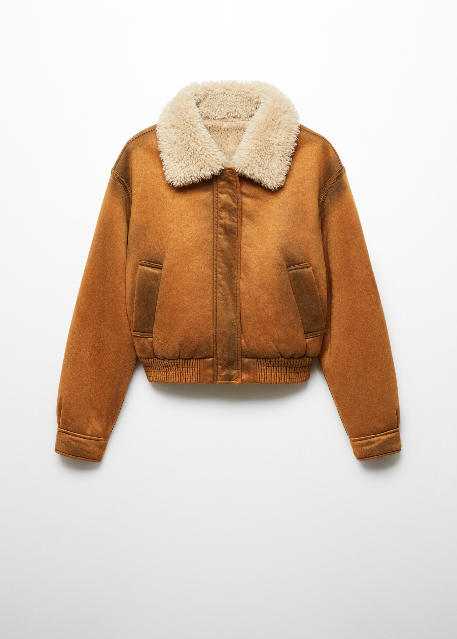 Worn-effect shearling jacket - Article without model