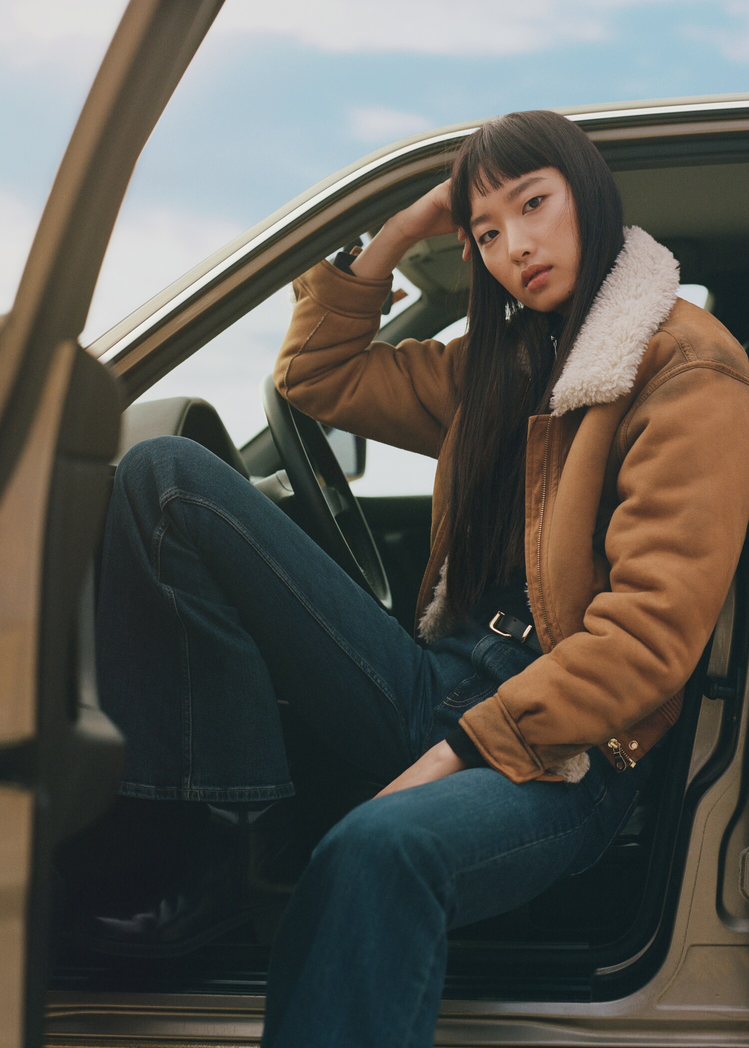 Worn-effect shearling jacket - Details of the article 6