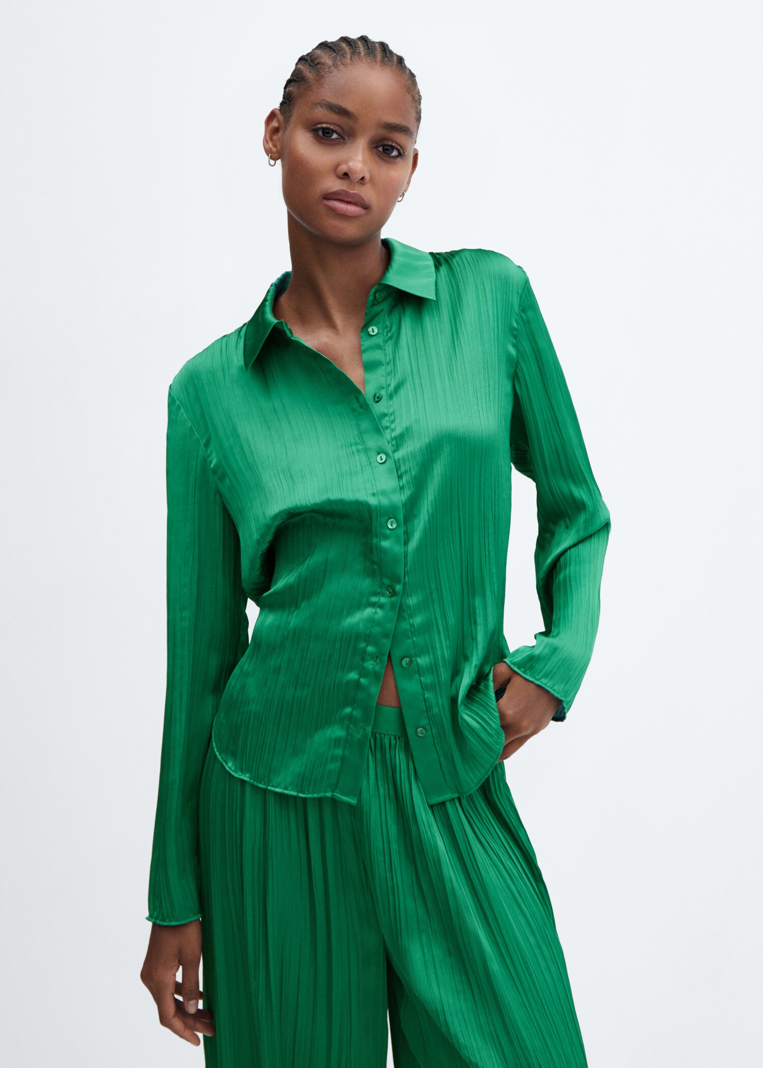 Satin pleated shirt - Medium plane