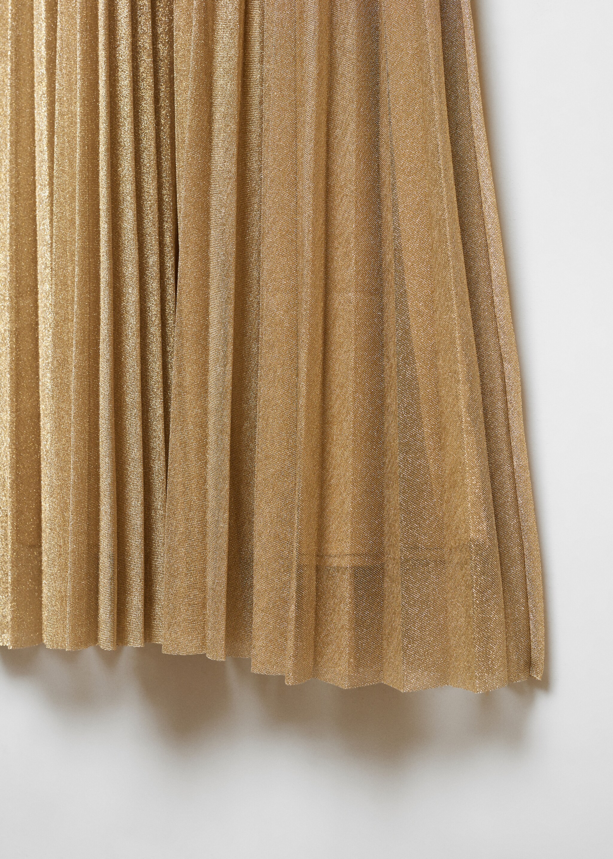 Pleated lurex skirt - Details of the article 8, Gold. Ref: 57097720-00.