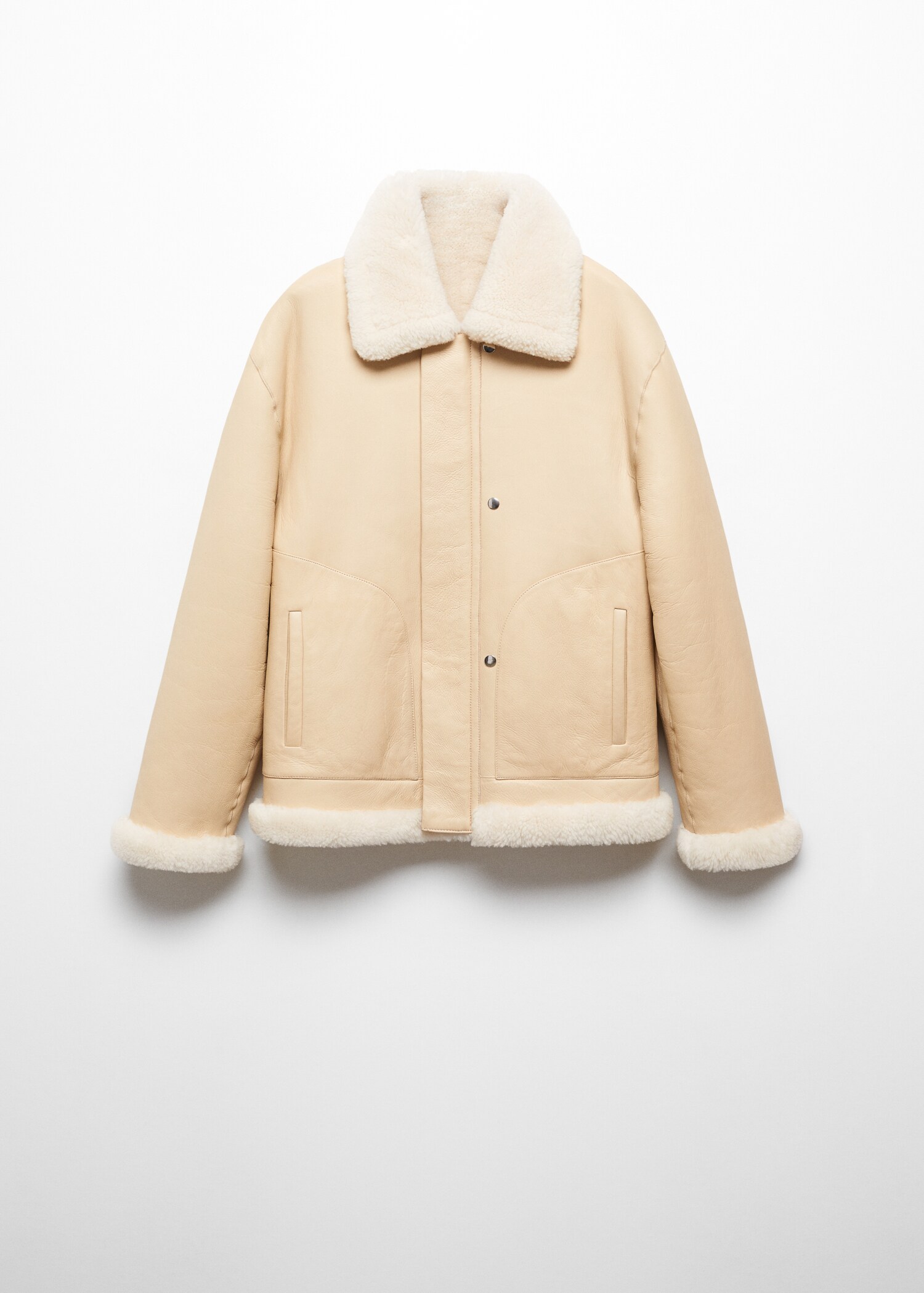 Reversible leather and fur-effect coat - Article without model