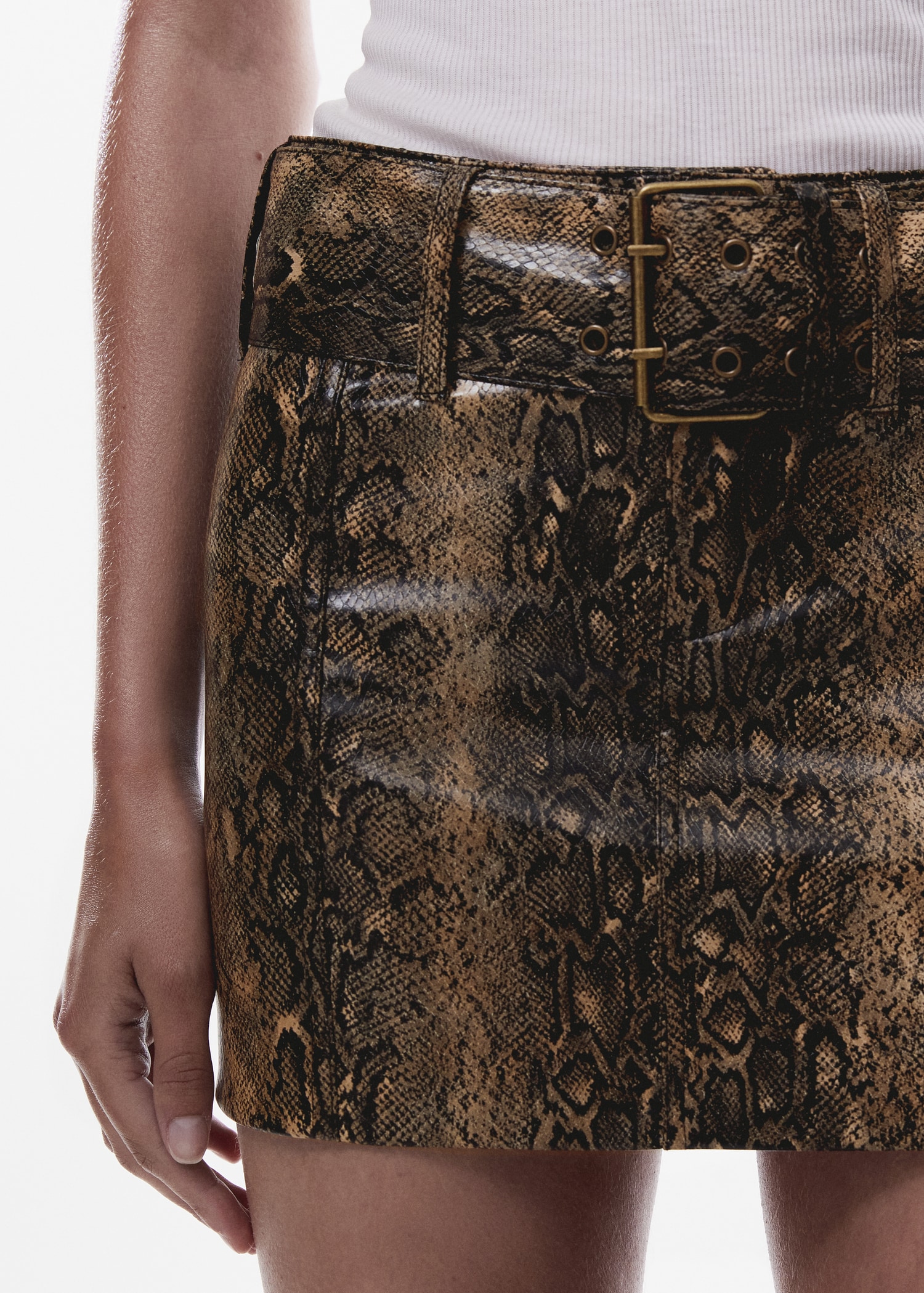 Animal-print mini-skirt with belt Women MANGO OUTLET USA