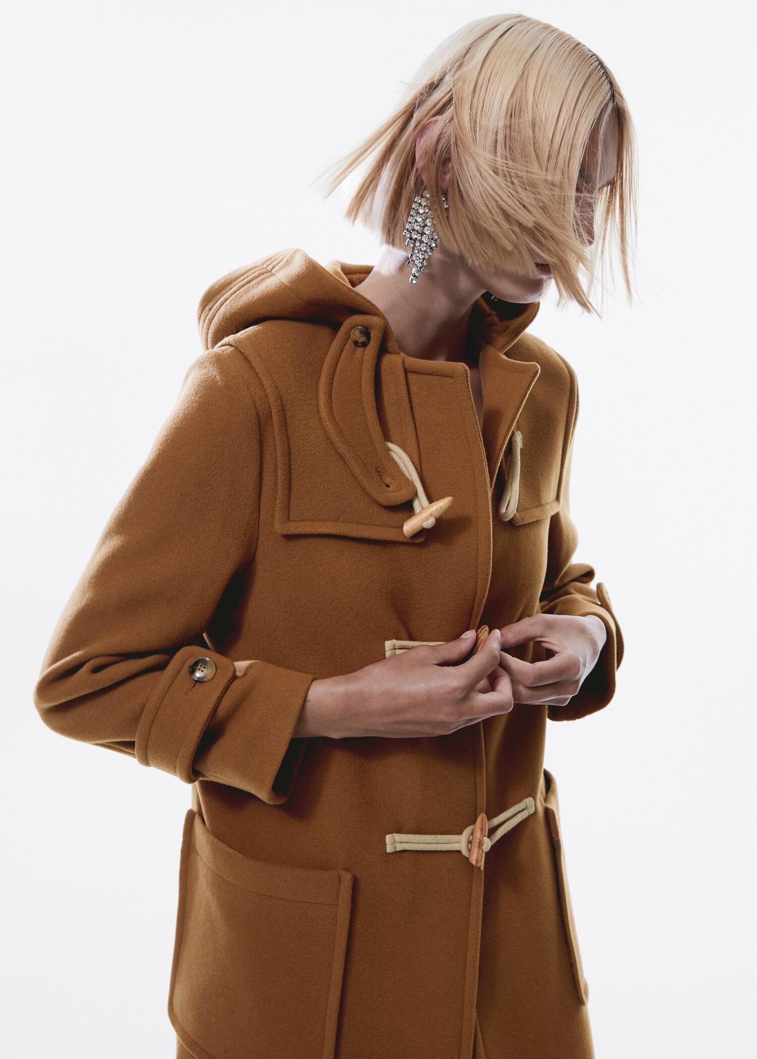 Vlněný kabát stylu duffle coat - Náhled ve středové rovině