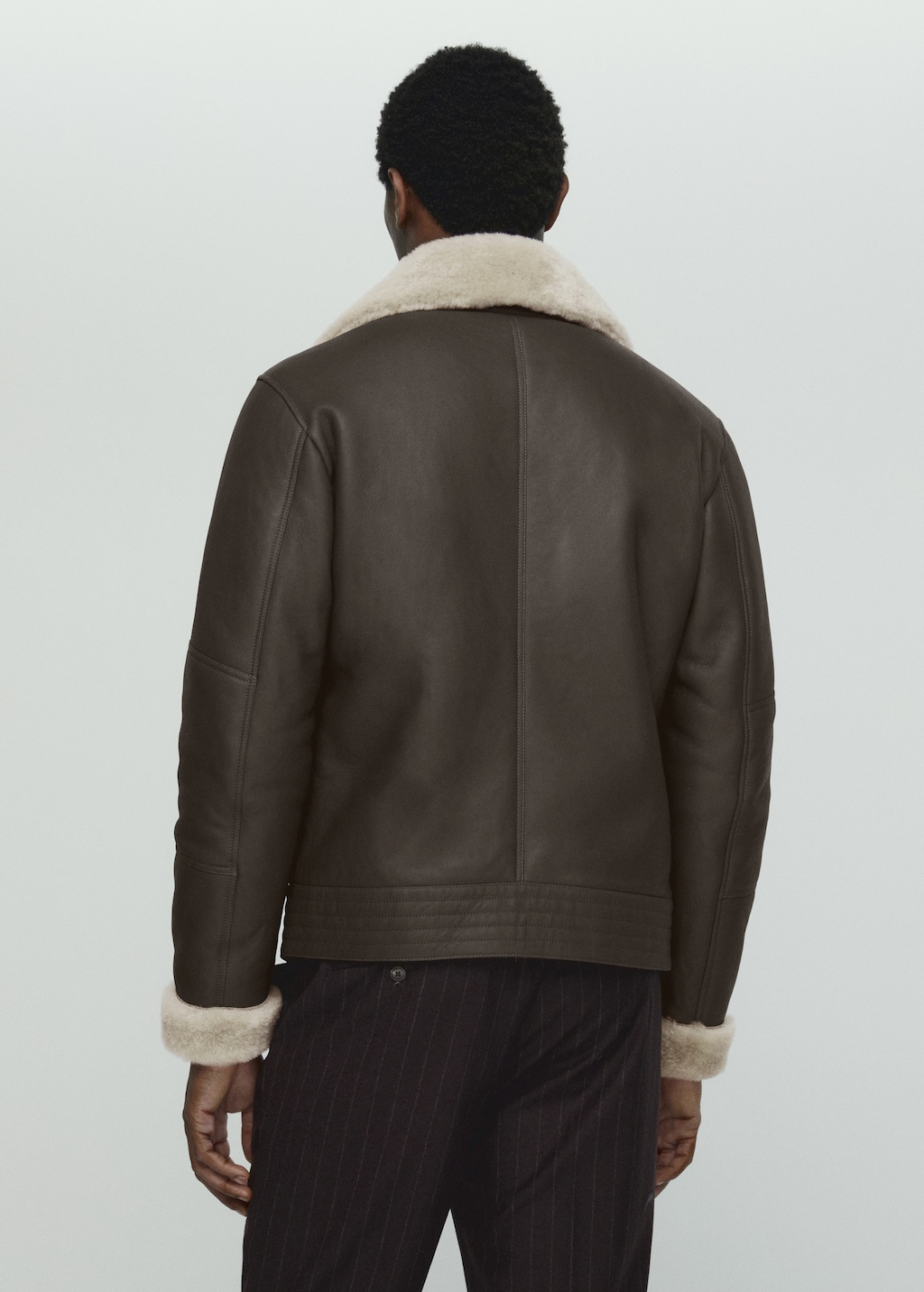 Shearling lined leather aviator jacket Men MANGO OUTLET USA