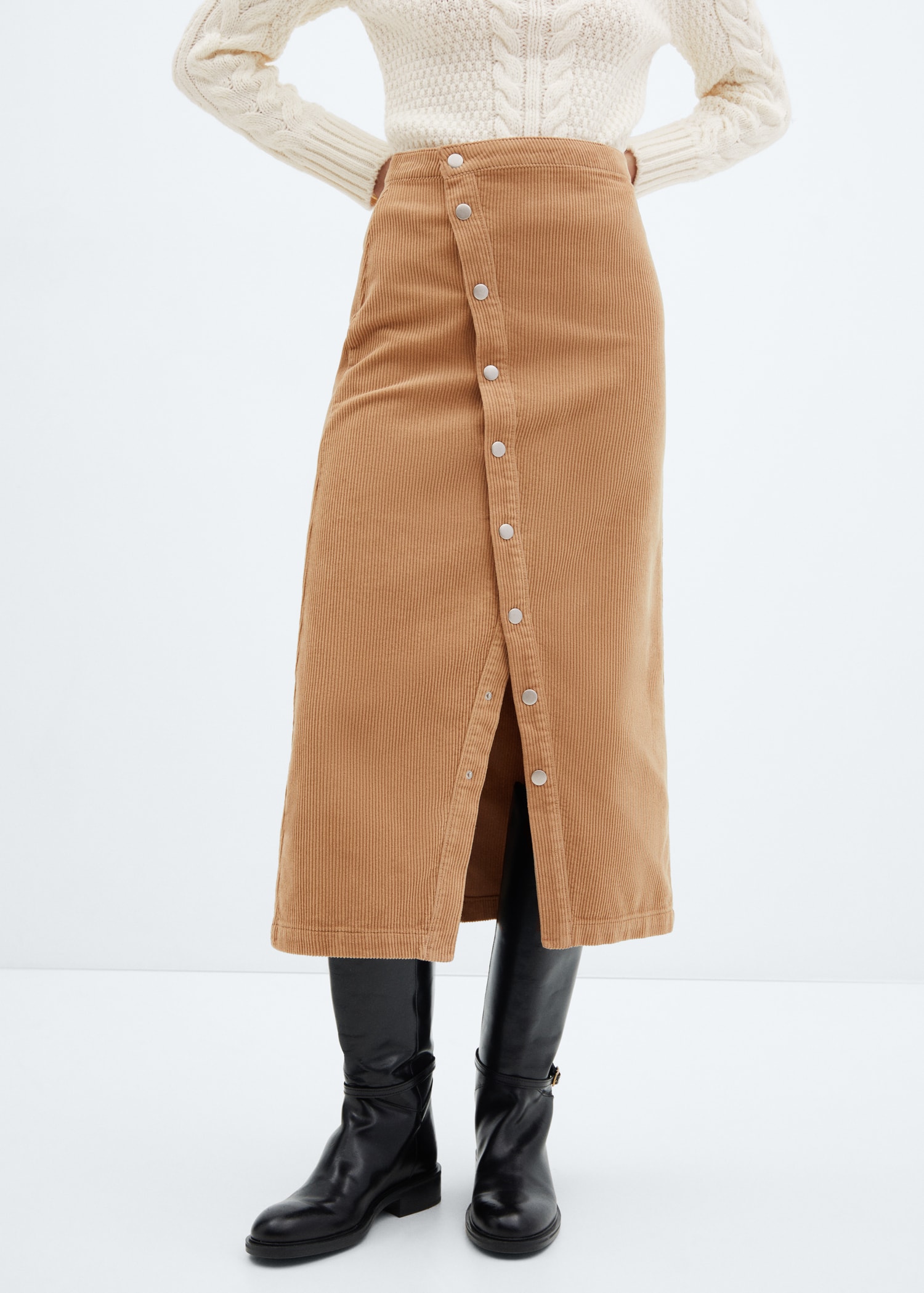 Buttoned corduroy skirt Women MANGO OUTLET USA - Main Image
