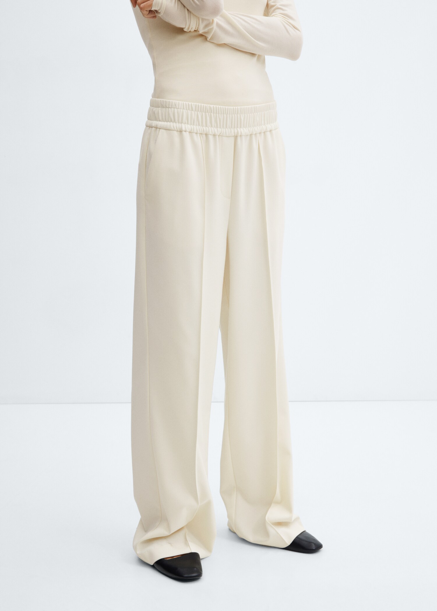 Wideleg trousers with elastic waist - Medium plane