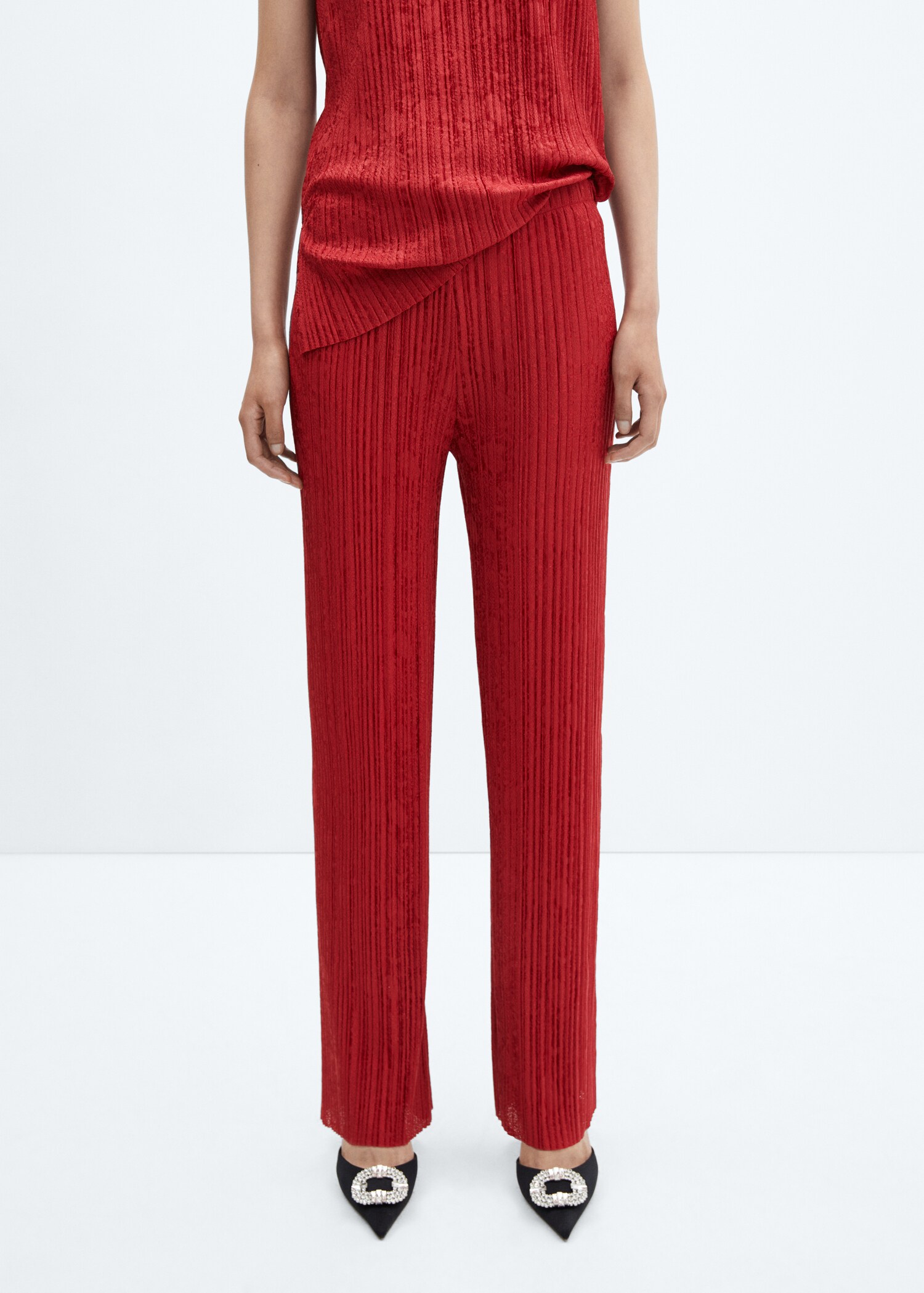 Pleated straight trousers - Medium plane