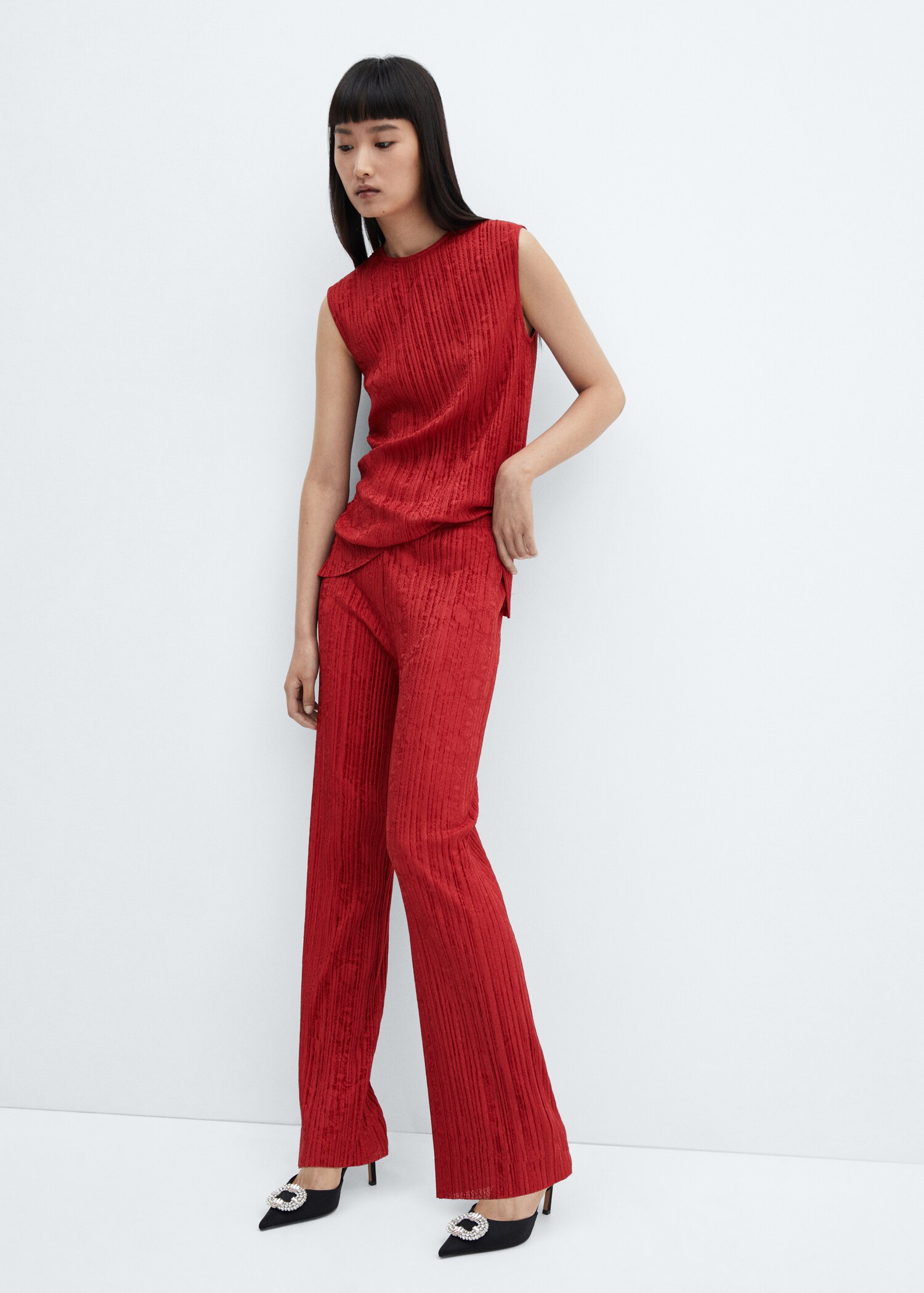 Pleated straight trousers - Details of the article 2