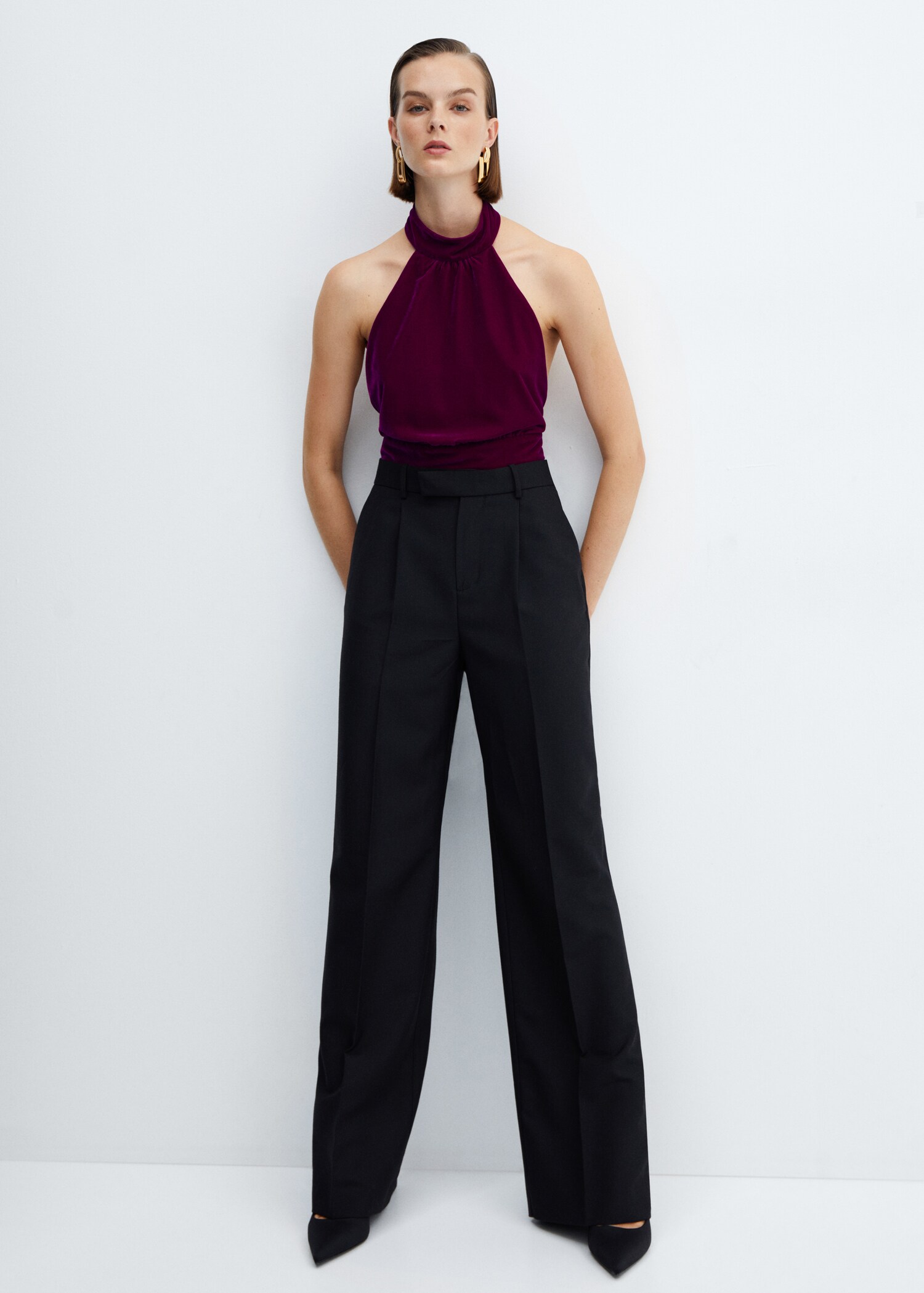Velvet halter-neck top - Details of the article 2