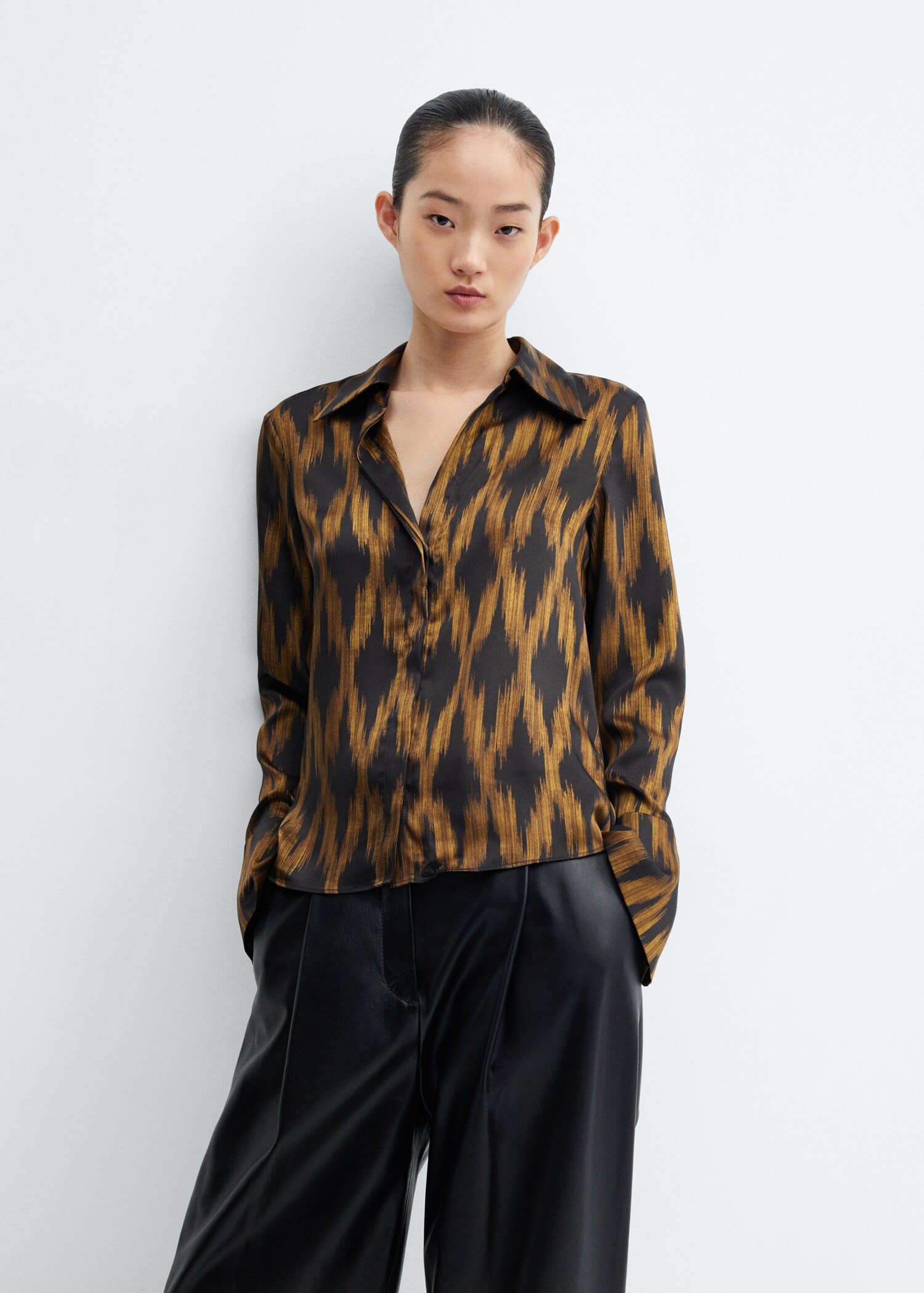 Bedrukte satijnen blouse - Middenvlak