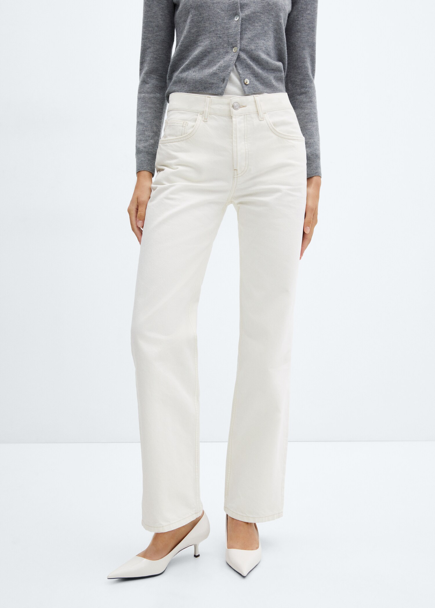 Raka jeans medium midja - Bild av mittparti