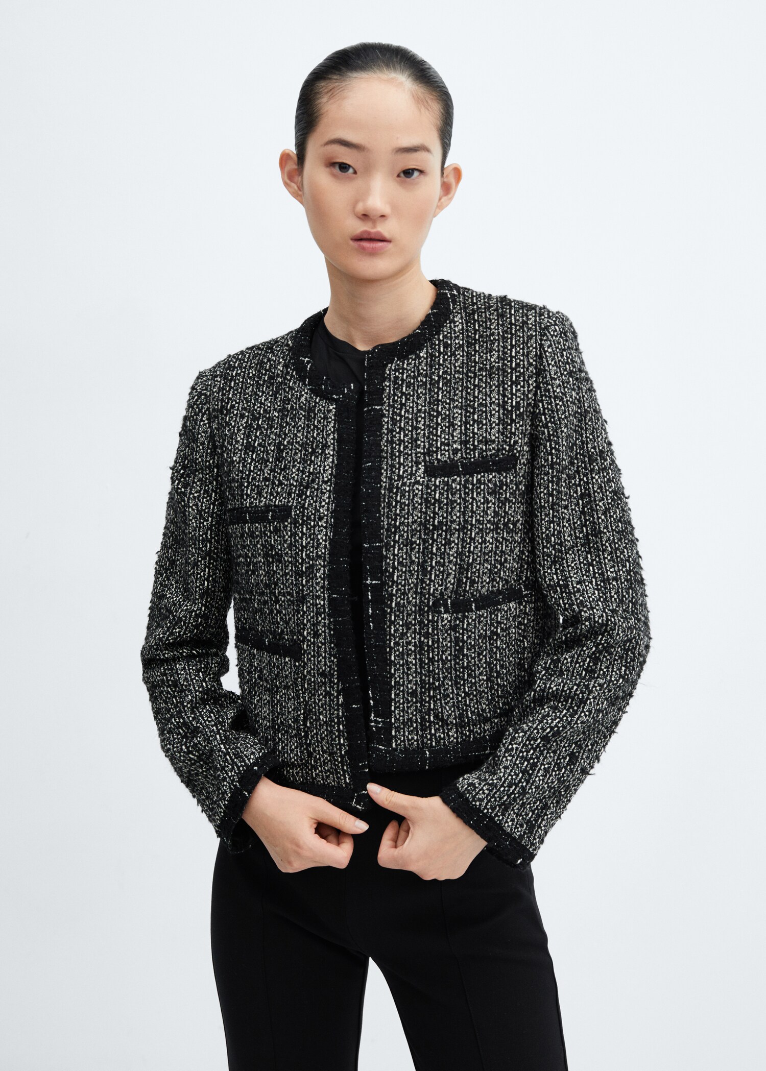 Trim tweed jacket Women MANGO OUTLET USA - Main Image
