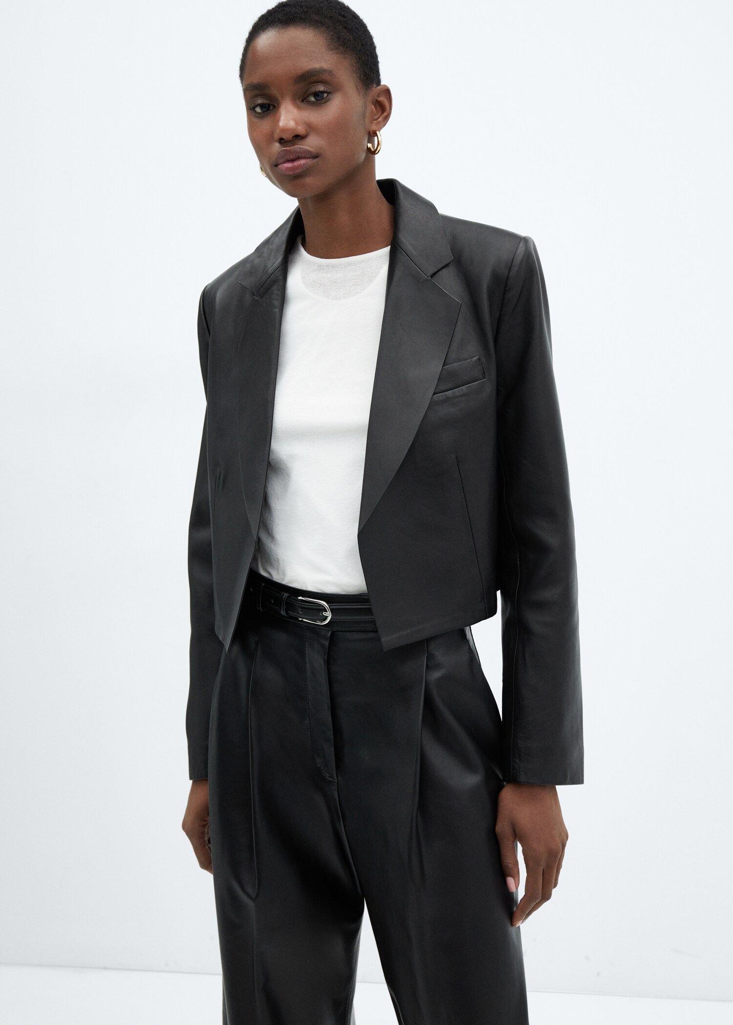 100% leather cropped jacket - Medium plane