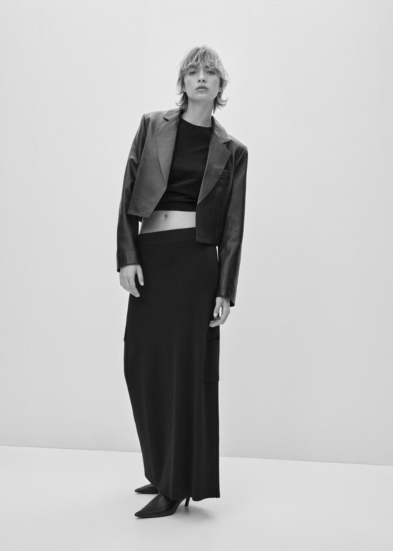 100% leather cropped jacket - Details of the article 7
