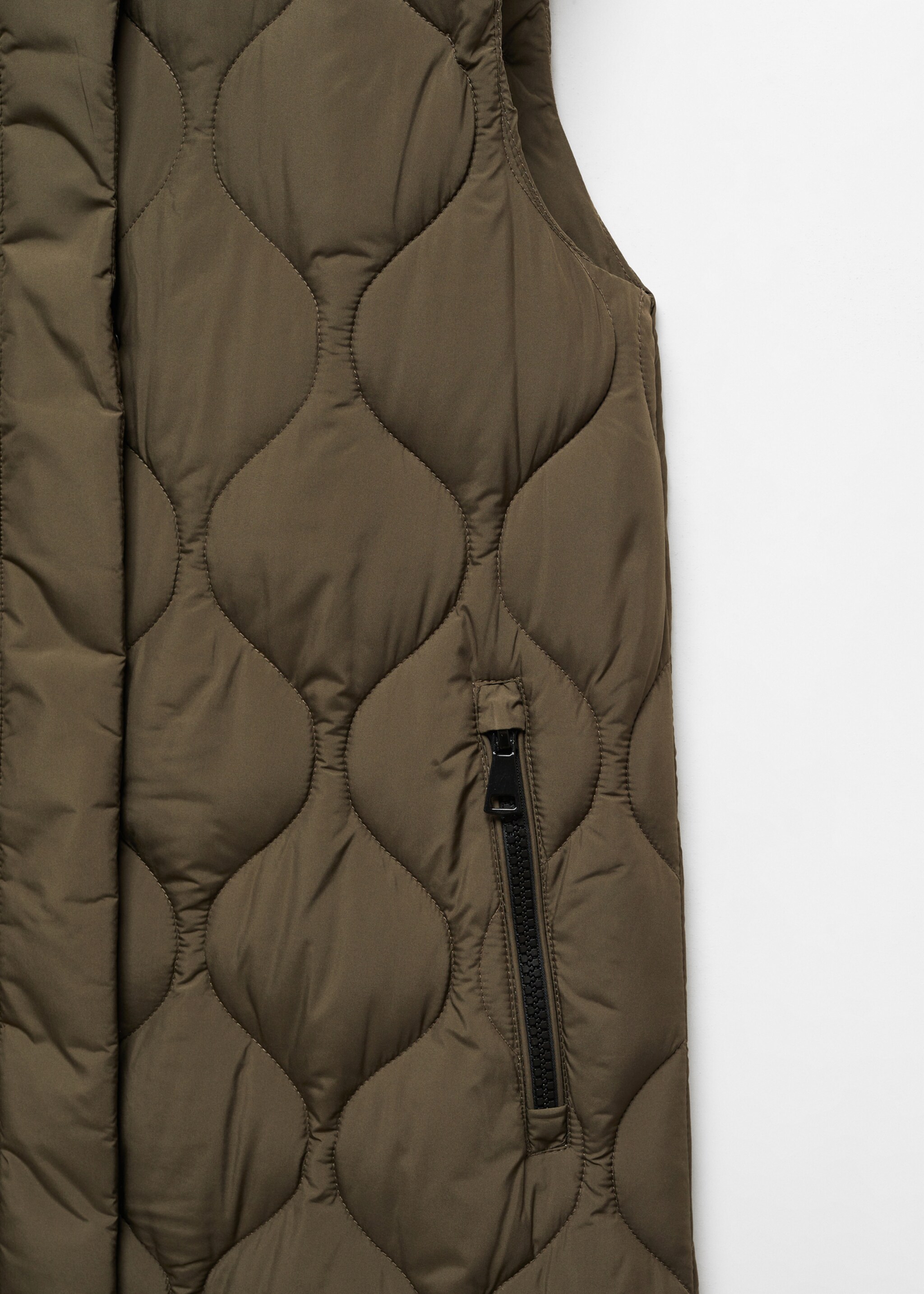 Long puffer vest - Details of the article 0, Khaki. Ref: 57856710-00.