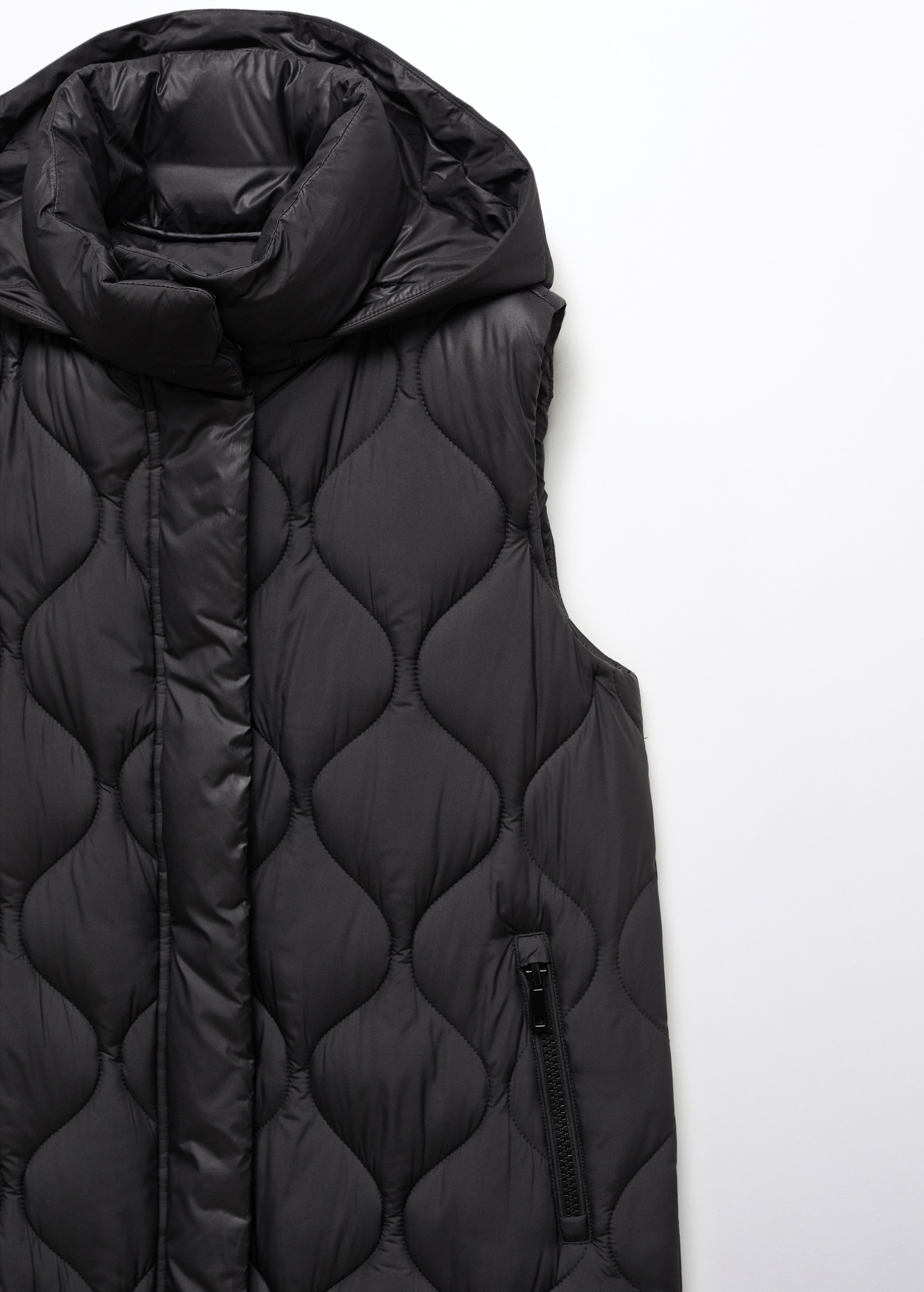 Quilted Gilet Long Gilet Womens Zara Vest Chaleco Acolchado Water