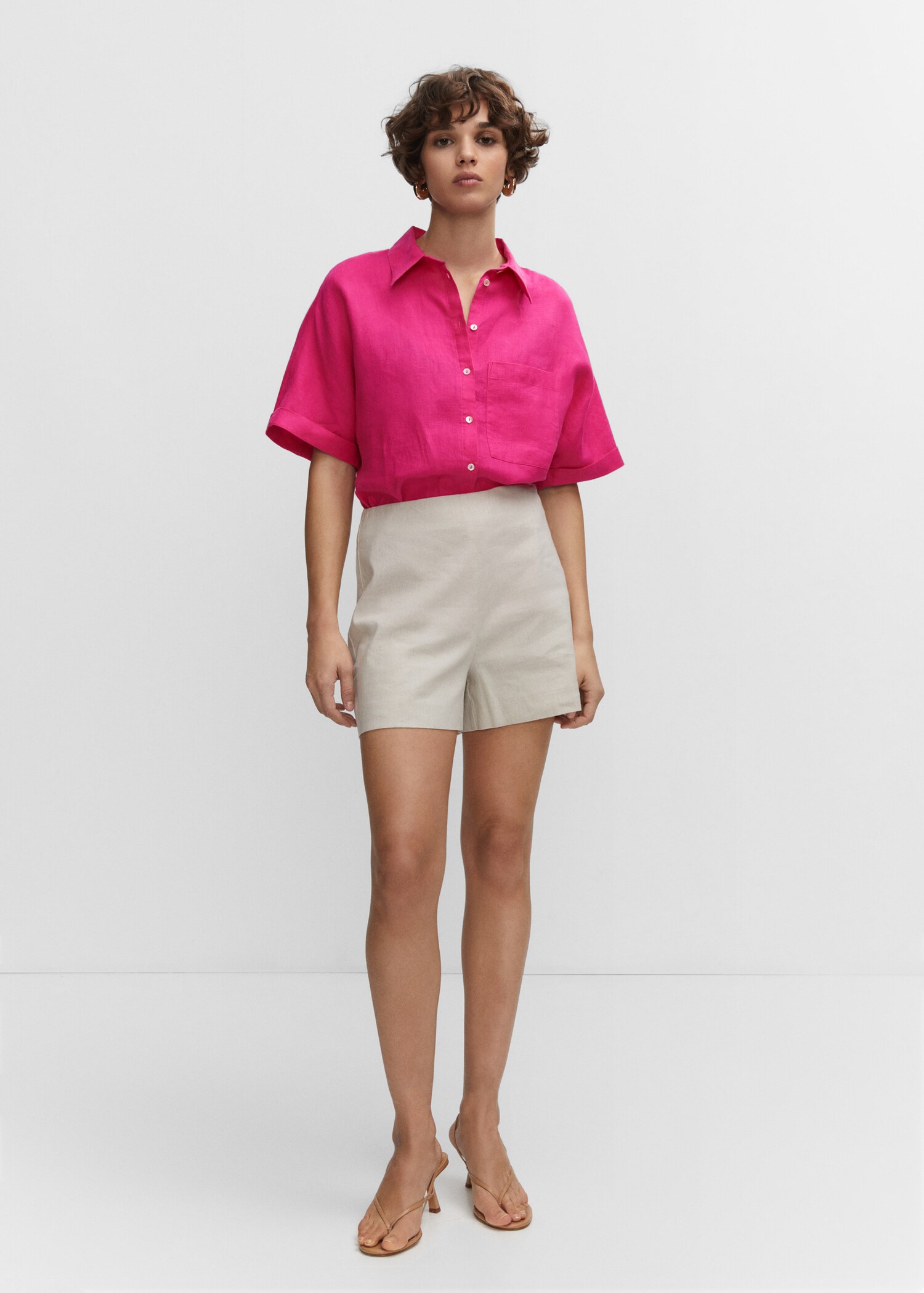 Leinen-Hemdbluse mit Tasche - Allgemeine Ansicht